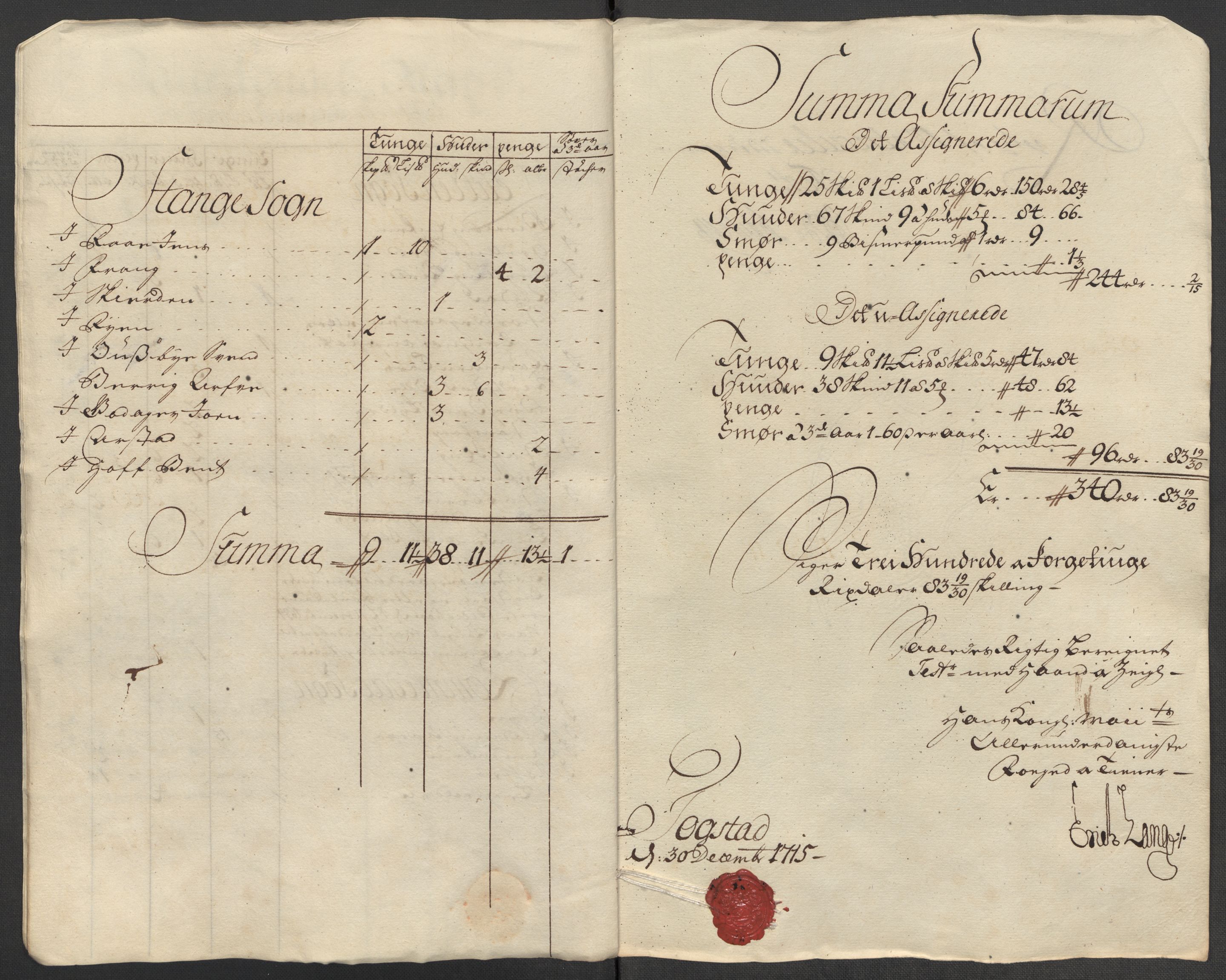 Rentekammeret inntil 1814, Reviderte regnskaper, Fogderegnskap, AV/RA-EA-4092/R16/L1053: Fogderegnskap Hedmark, 1715, s. 213