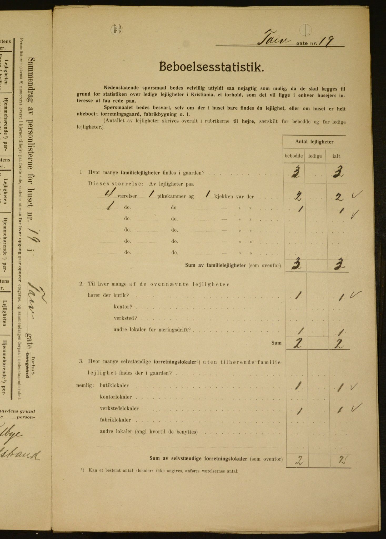 OBA, Kommunal folketelling 1.2.1909 for Kristiania kjøpstad, 1909, s. 103445