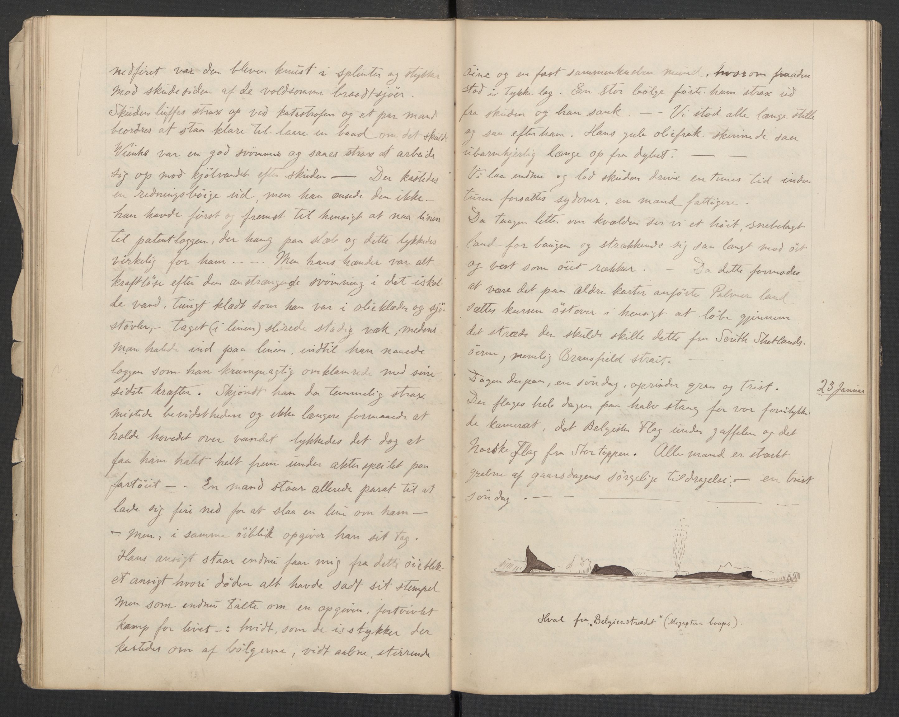 Koren-familien, RA/PA-0337/D/L0104/0001: Lnr. 206 Johan Koren, 1879-1919, zoolog / Johan Korens håndskrevne dagbok fra Belgica ekspedisjonen, 1897-1898, s. 38