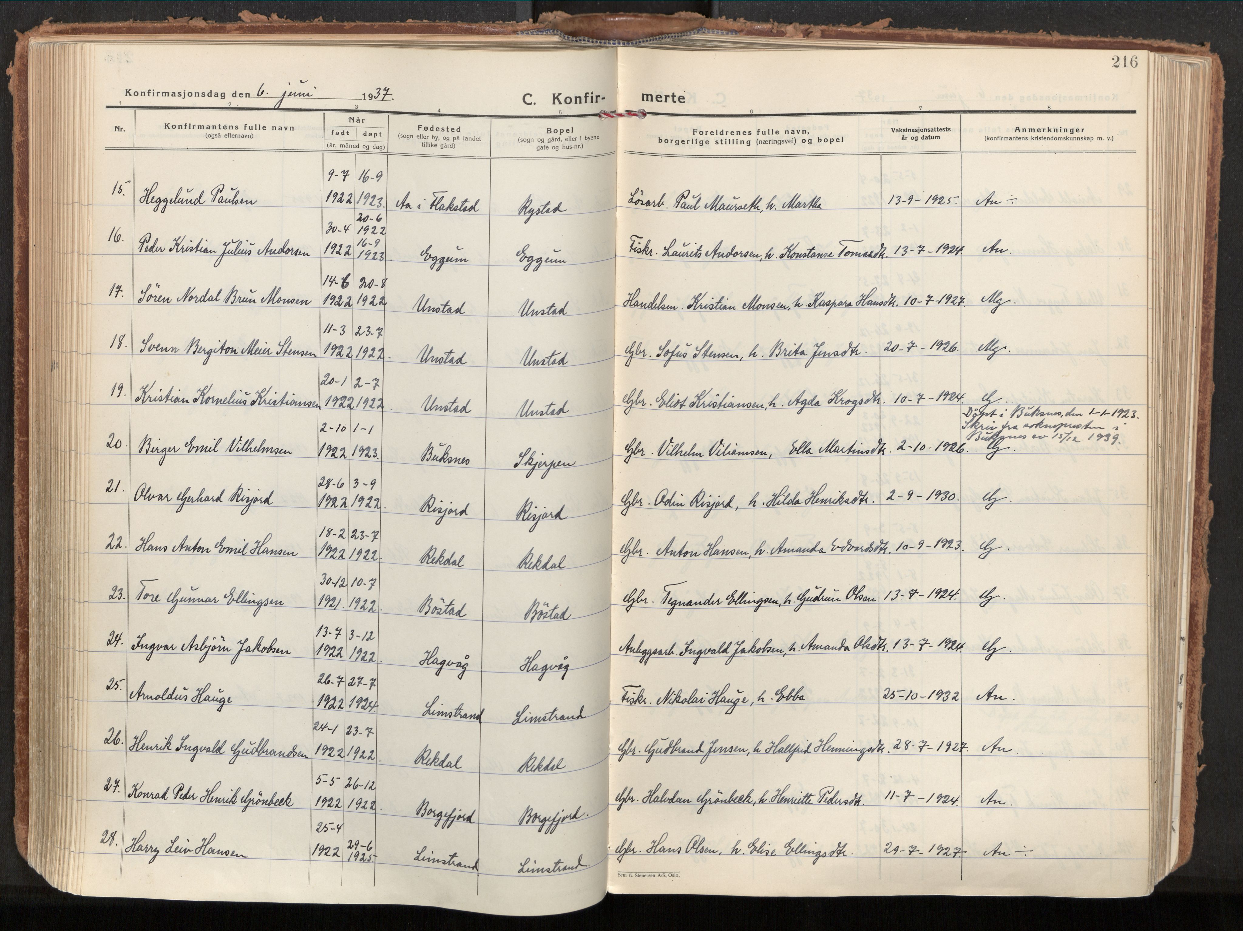 Ministerialprotokoller, klokkerbøker og fødselsregistre - Nordland, AV/SAT-A-1459/880/L1137: Ministerialbok nr. 880A11, 1927-1944, s. 216