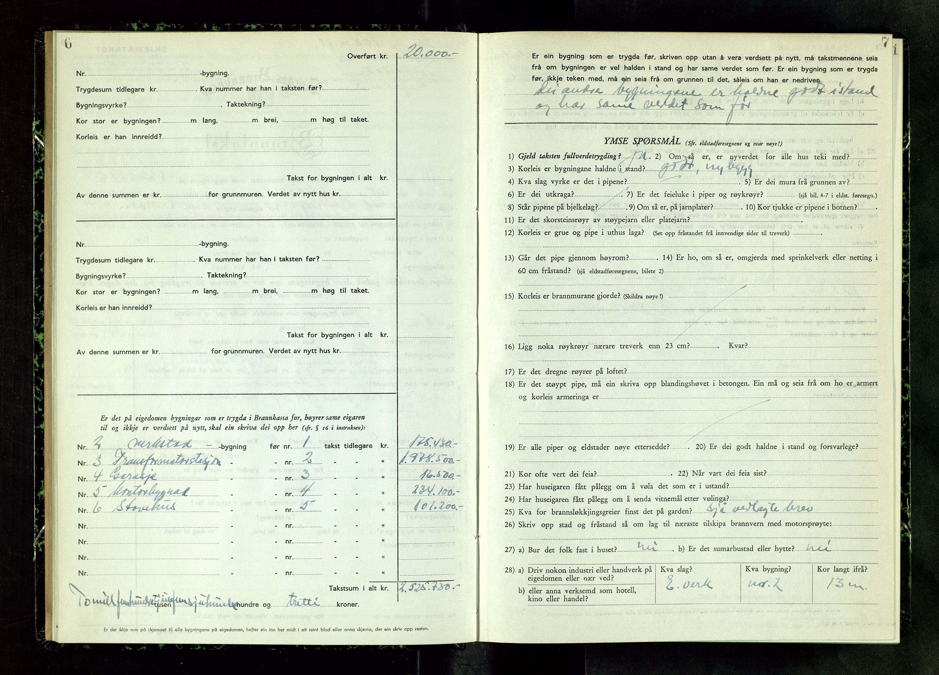 Norges Brannkasse Haugesund, AV/SAST-A-102142/0004/O/L0009: Branntakstprotokoll, 1955, s. 6-7
