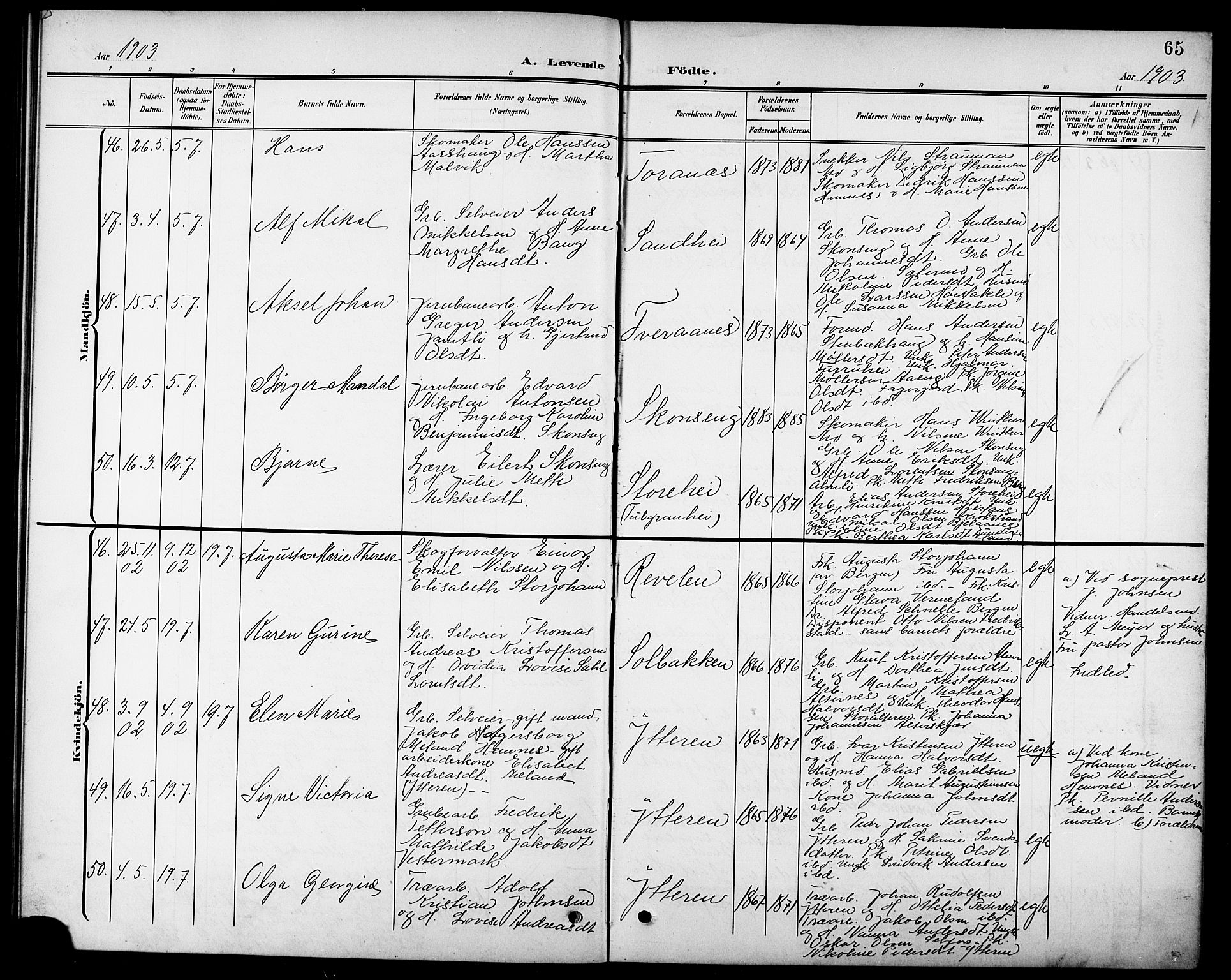 Ministerialprotokoller, klokkerbøker og fødselsregistre - Nordland, AV/SAT-A-1459/827/L0422: Klokkerbok nr. 827C11, 1899-1912, s. 65