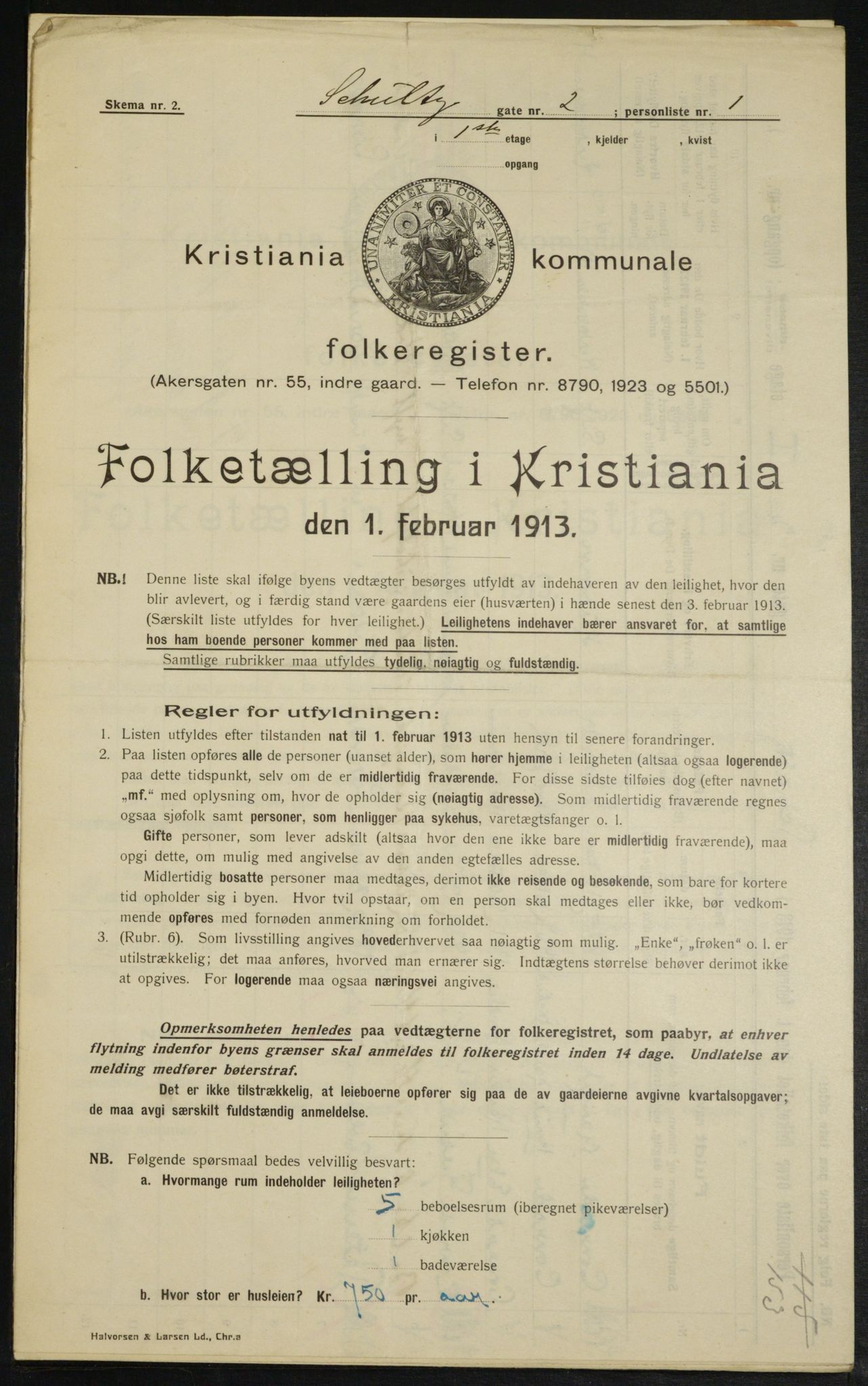 OBA, Kommunal folketelling 1.2.1913 for Kristiania, 1913, s. 90511