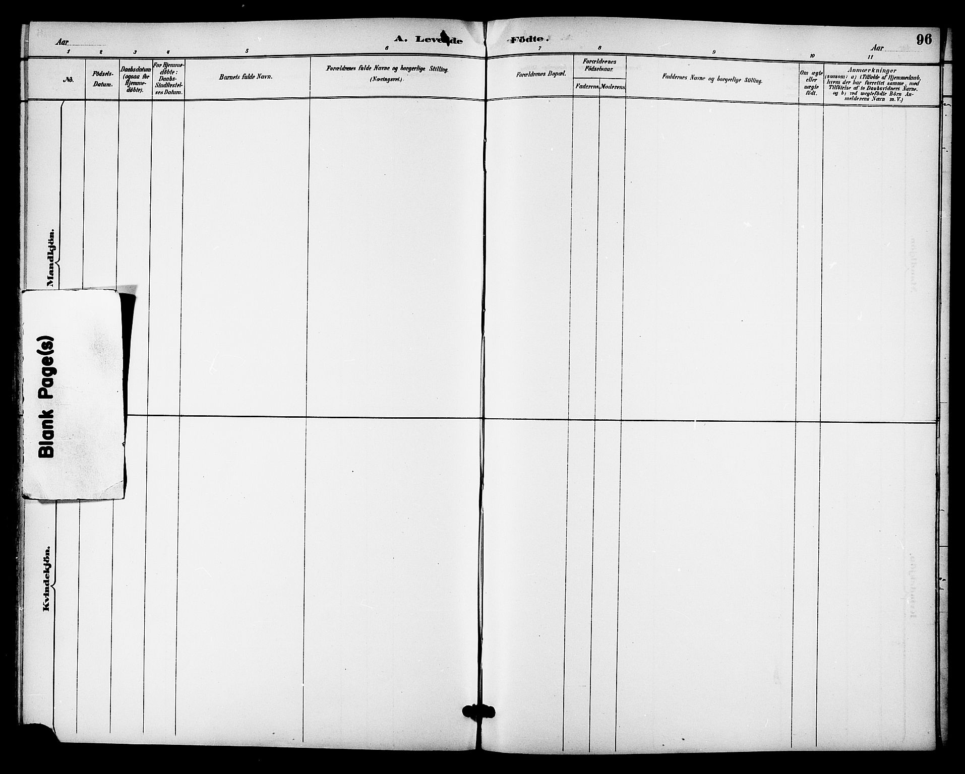 Ministerialprotokoller, klokkerbøker og fødselsregistre - Nordland, AV/SAT-A-1459/841/L0610: Ministerialbok nr. 841A14, 1890-1901, s. 96