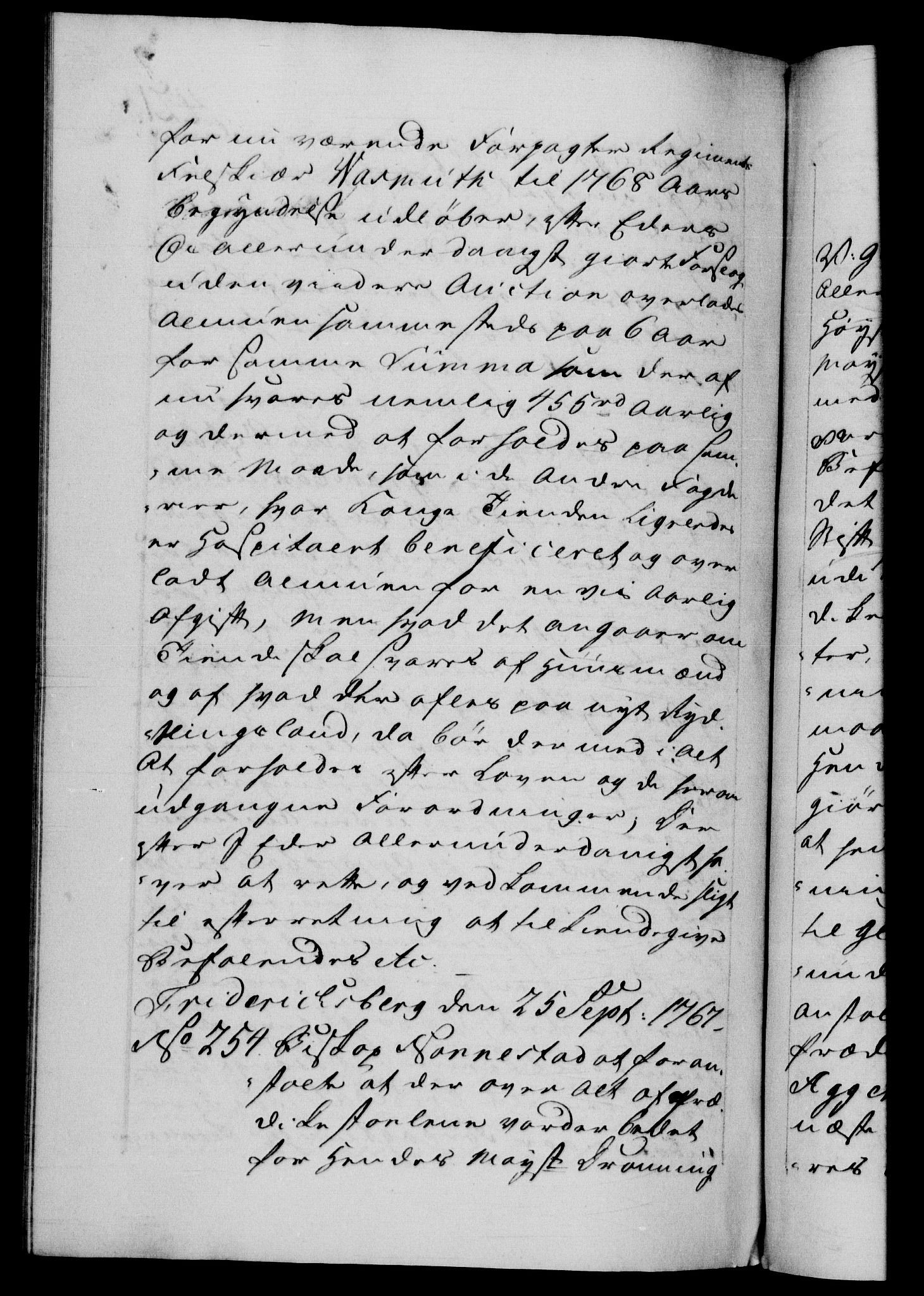 Danske Kanselli 1572-1799, AV/RA-EA-3023/F/Fc/Fca/Fcab/L0038: Norske tegnelser, 1766-1768, s. 421b