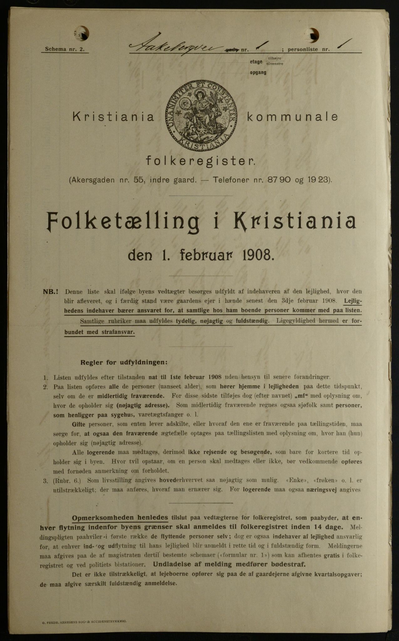 OBA, Kommunal folketelling 1.2.1908 for Kristiania kjøpstad, 1908, s. 116988