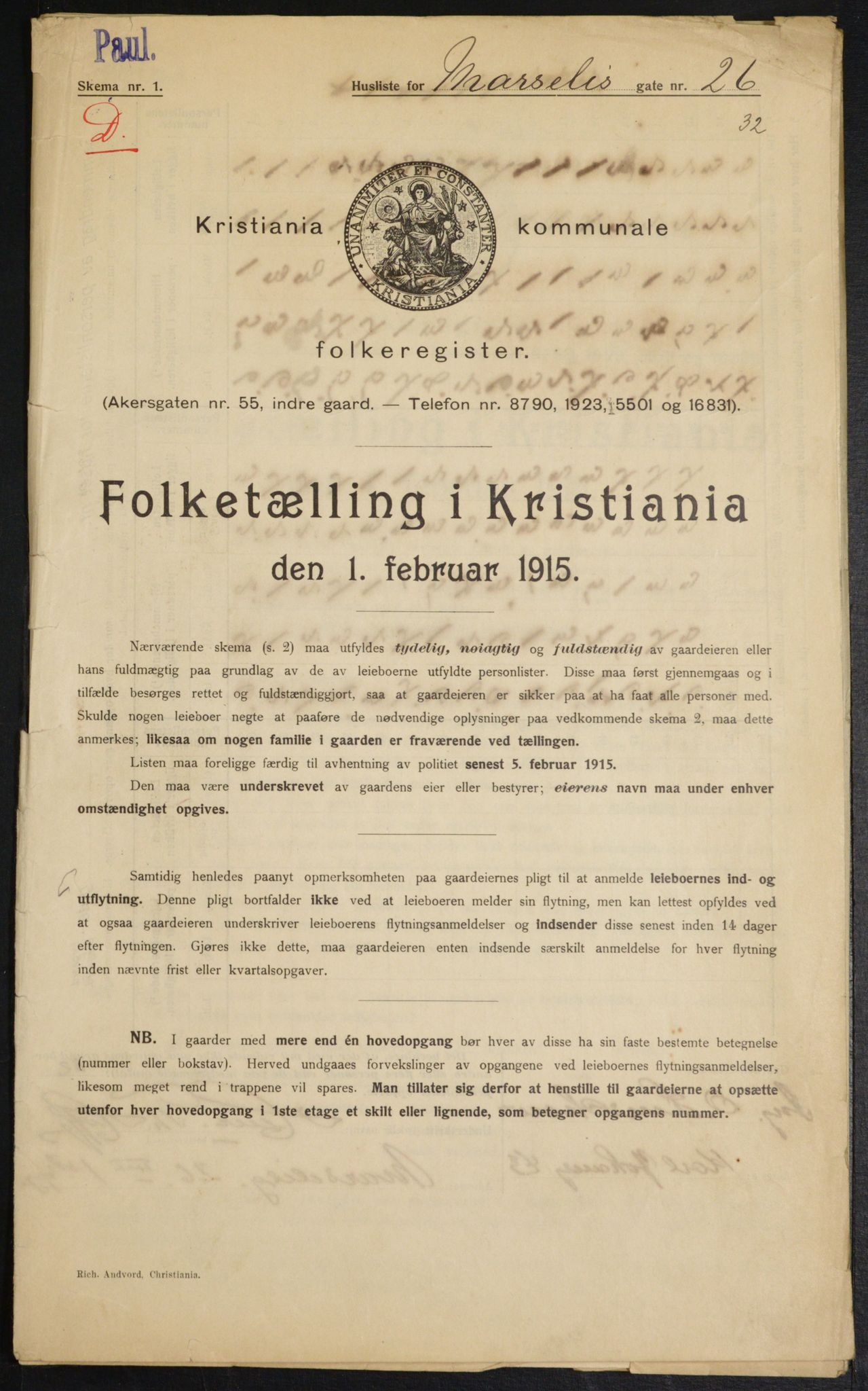 OBA, Kommunal folketelling 1.2.1915 for Kristiania, 1915, s. 63861