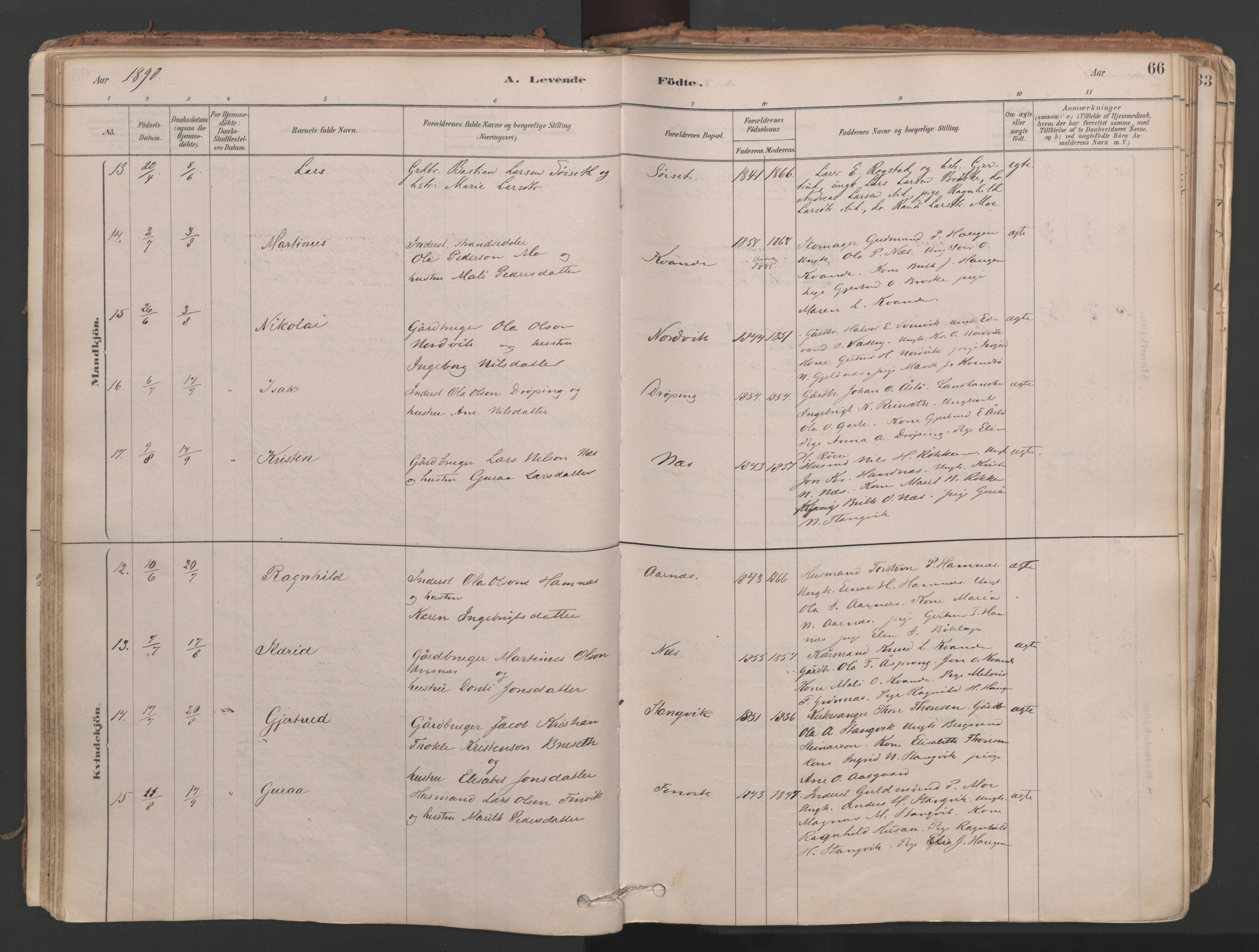 Ministerialprotokoller, klokkerbøker og fødselsregistre - Møre og Romsdal, AV/SAT-A-1454/592/L1029: Ministerialbok nr. 592A07, 1879-1902, s. 66