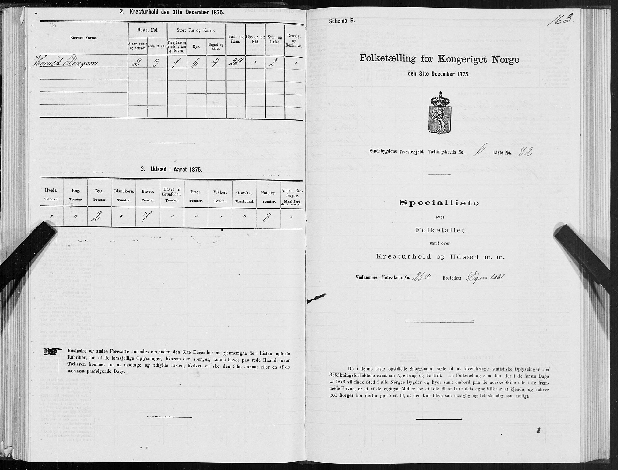 SAT, Folketelling 1875 for 1625P Stadsbygd prestegjeld, 1875, s. 4163