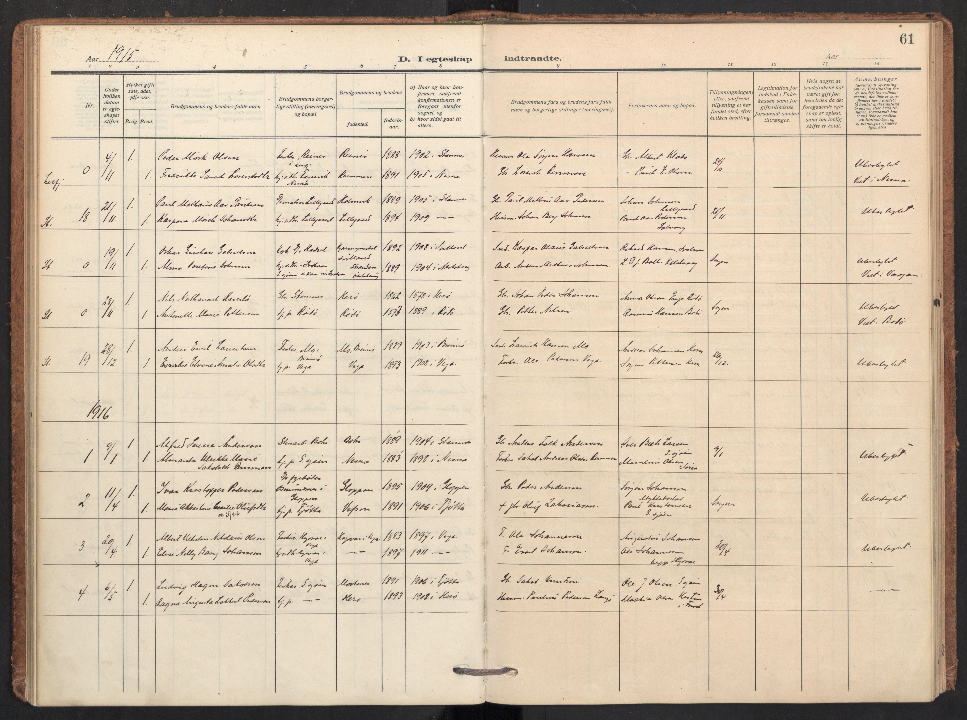 Ministerialprotokoller, klokkerbøker og fødselsregistre - Nordland, SAT/A-1459/831/L0473: Ministerialbok nr. 831A04, 1909-1934, s. 61