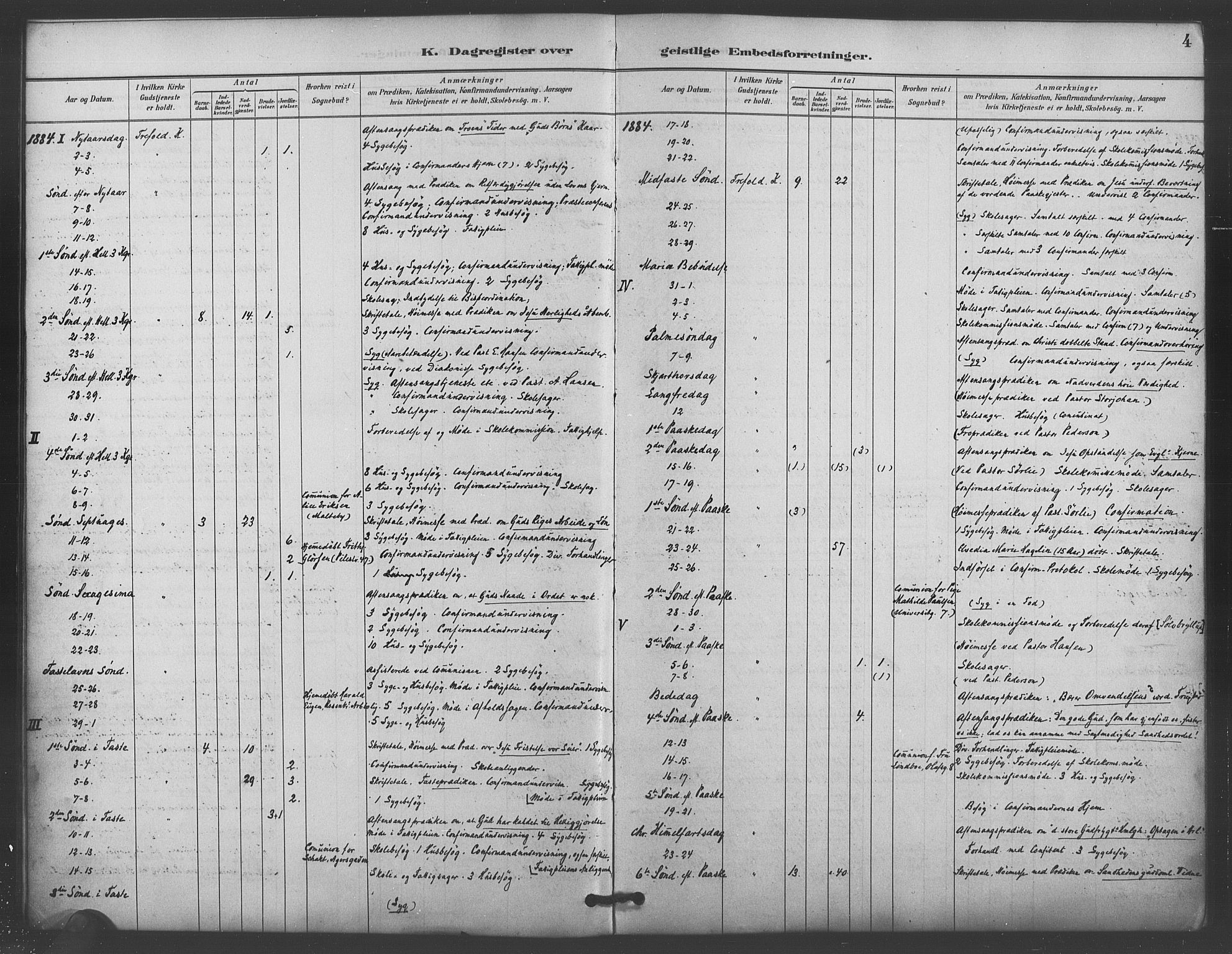Trefoldighet prestekontor Kirkebøker, SAO/A-10882/I/Ia/L0004: Dagregister nr. 4, 1882-1901, s. 4