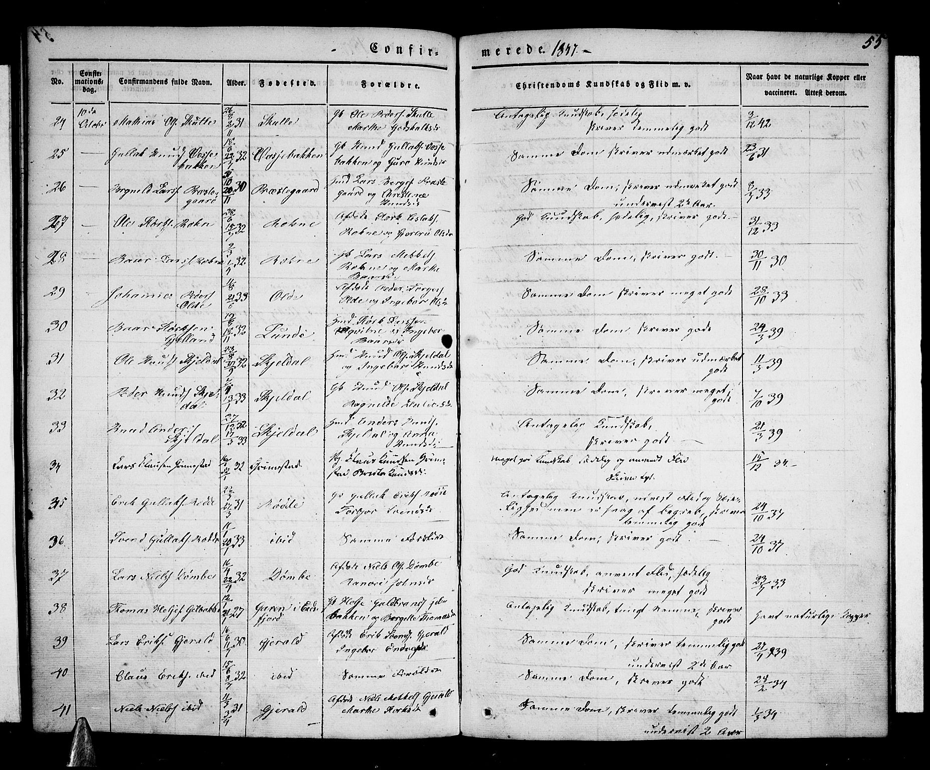 Voss sokneprestembete, AV/SAB-A-79001/H/Haa: Ministerialbok nr. A 14, 1837-1847, s. 55