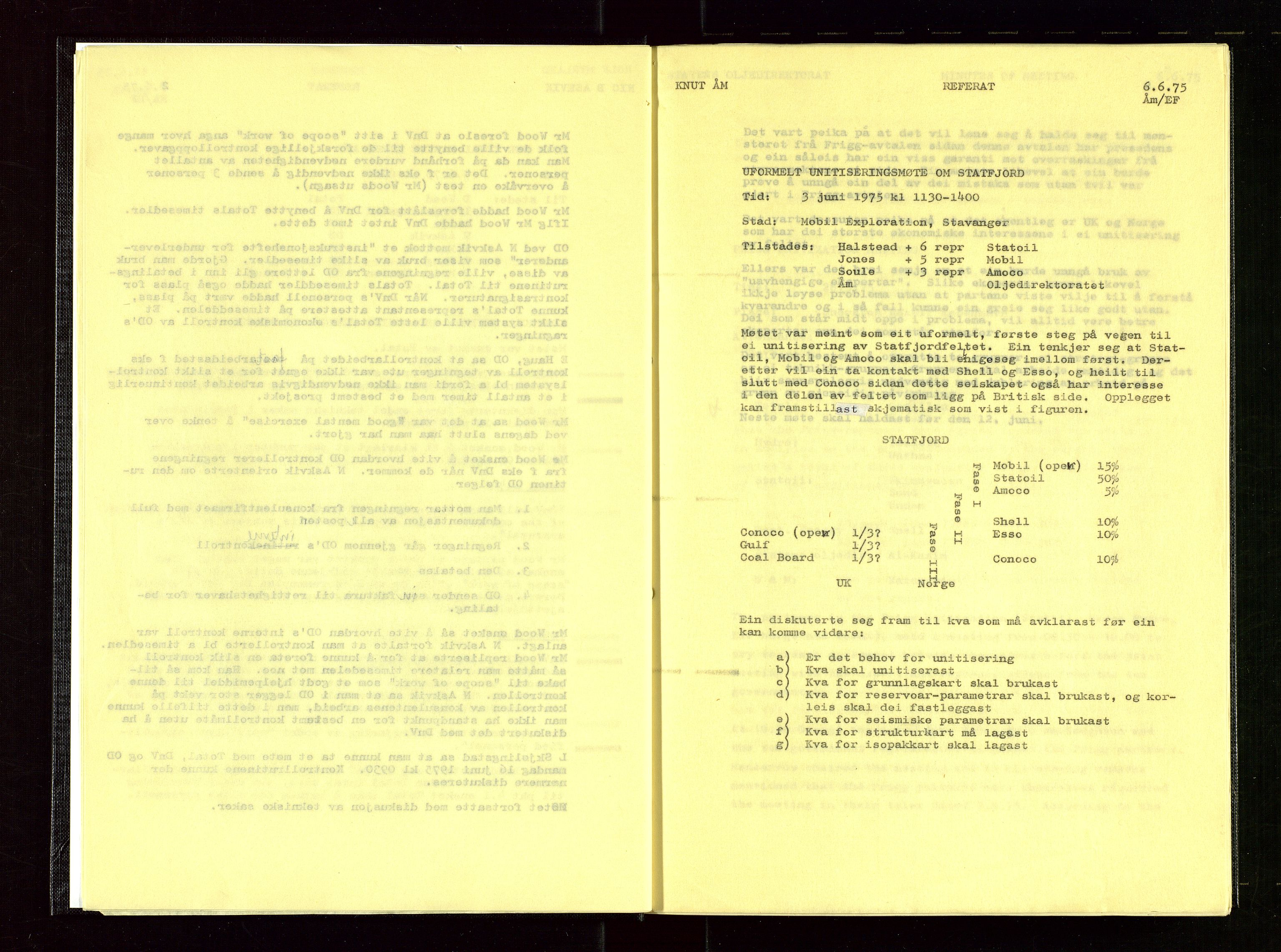 Oljedirektoratet, AV/SAST-A-101366/Aa/L0004: Referatprotokoller, 1975