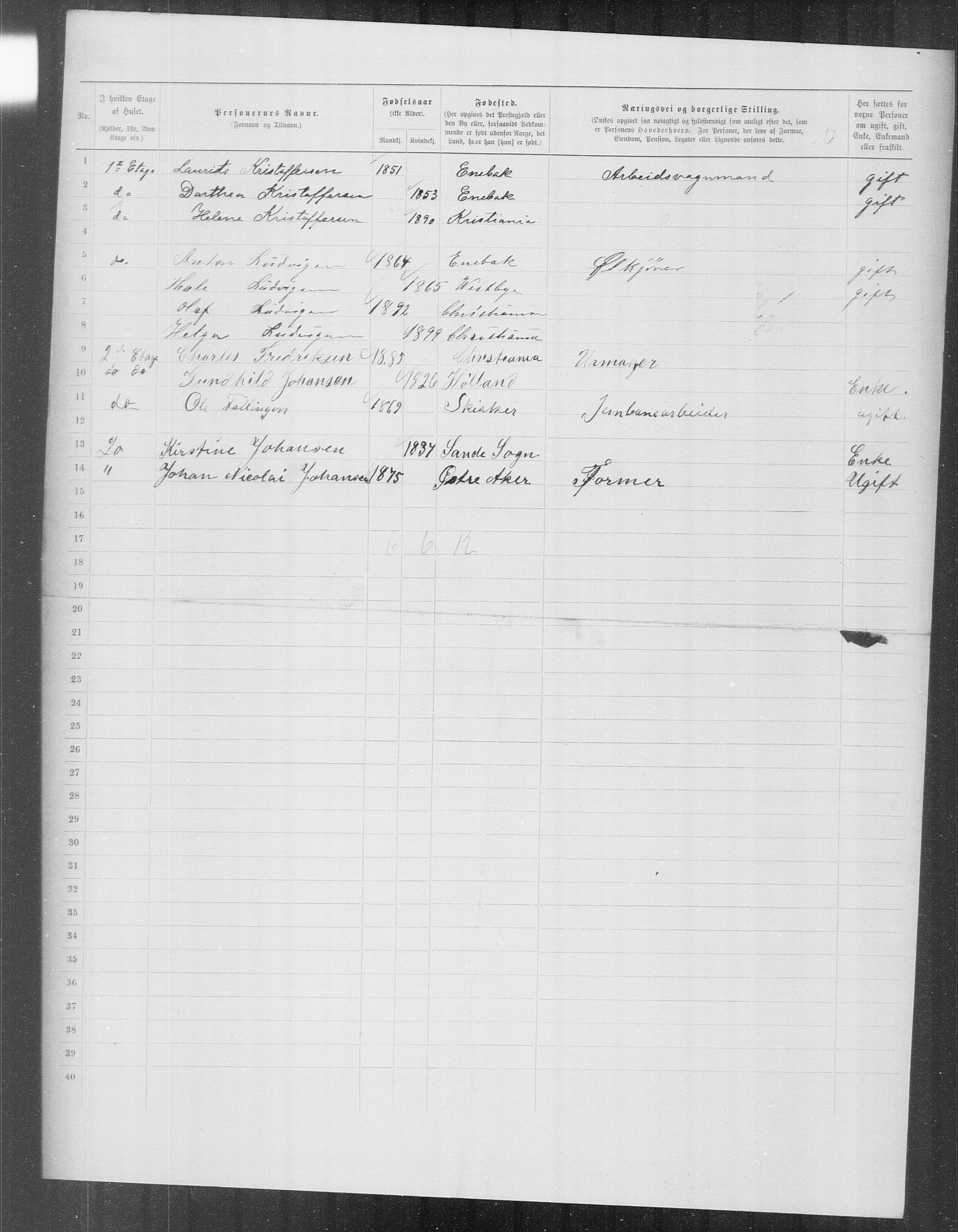 OBA, Kommunal folketelling 31.12.1899 for Kristiania kjøpstad, 1899, s. 12945