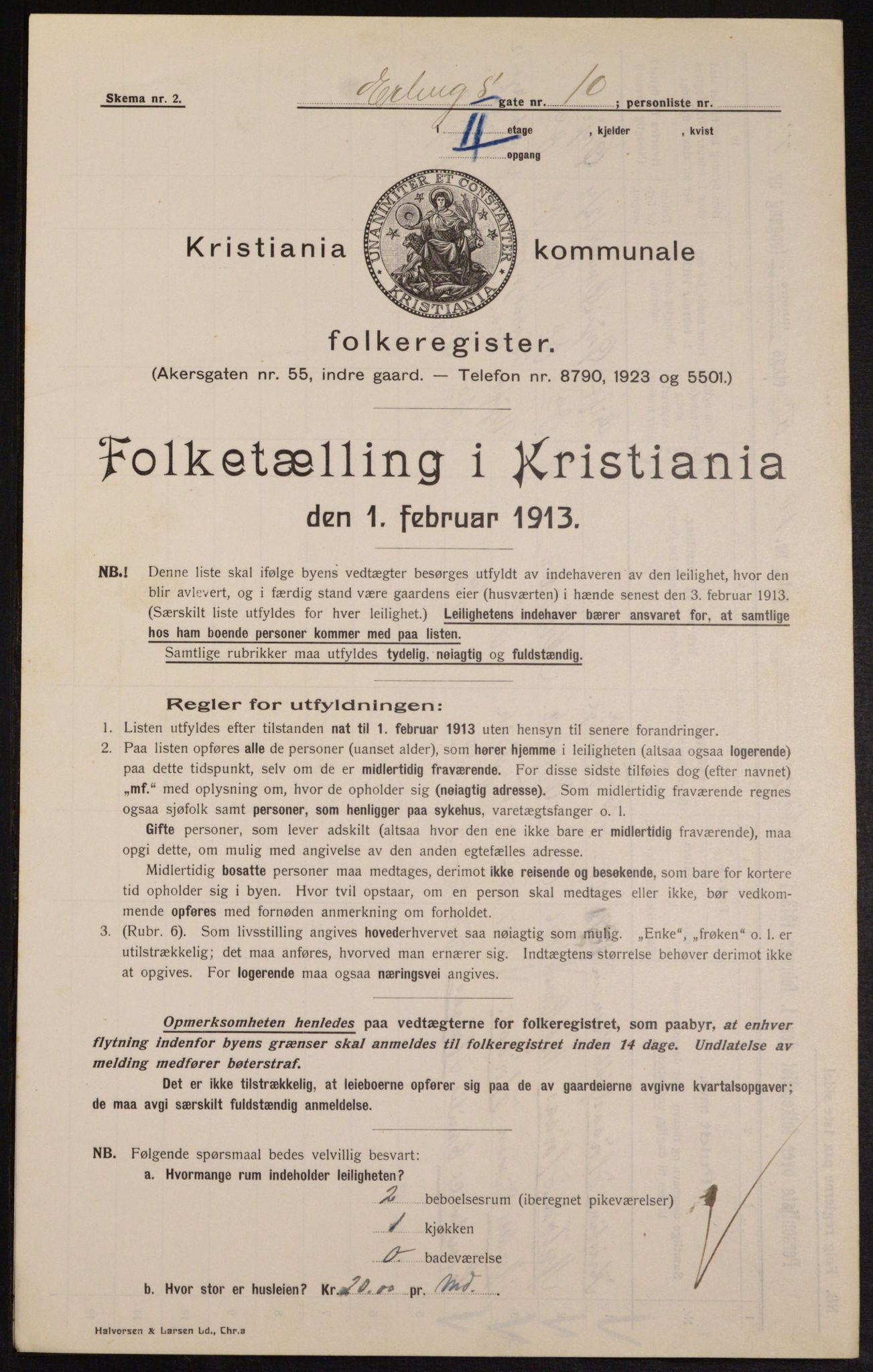 OBA, Kommunal folketelling 1.2.1913 for Kristiania, 1913, s. 22112