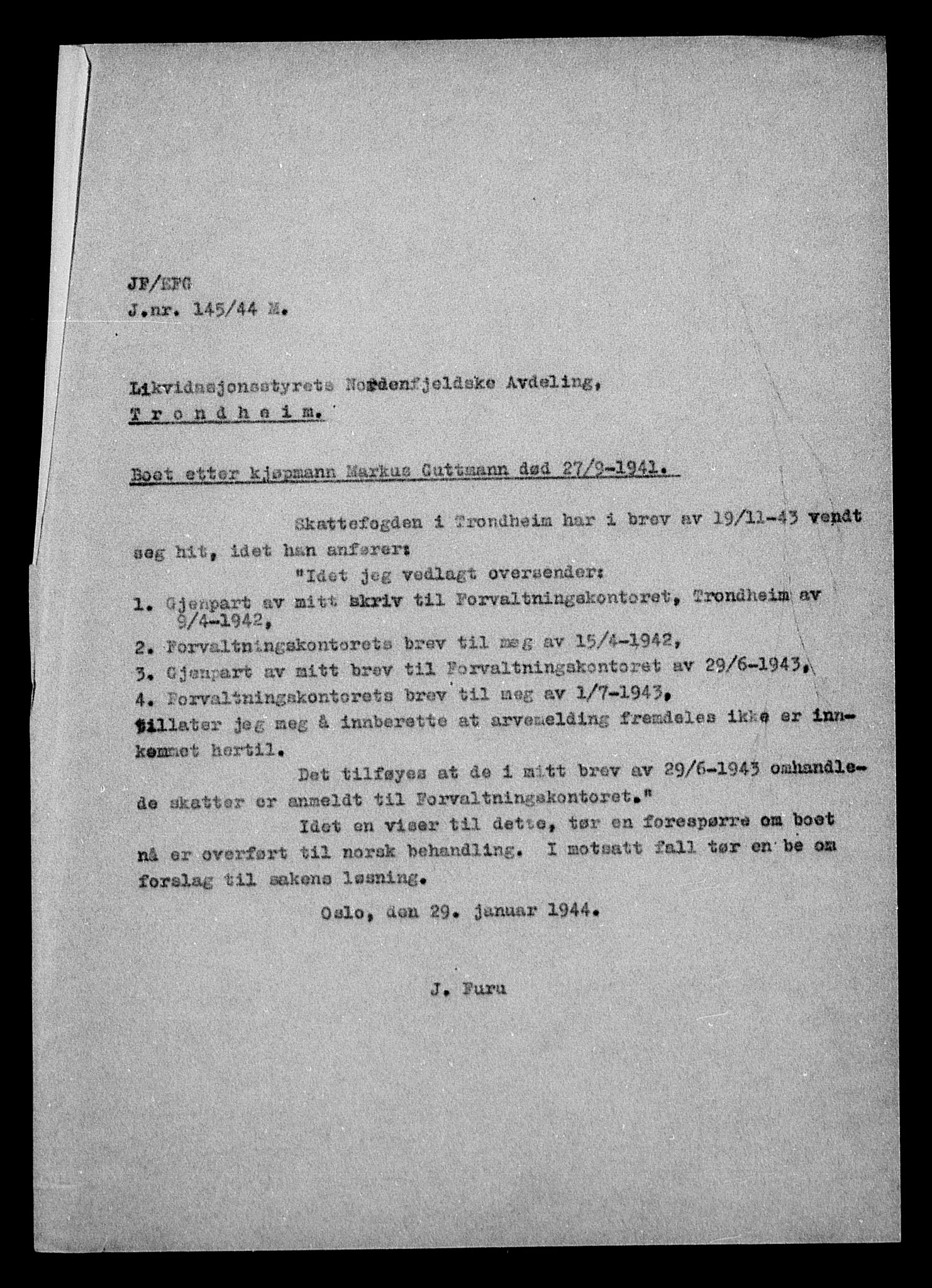 Justisdepartementet, Tilbakeføringskontoret for inndratte formuer, AV/RA-S-1564/H/Hc/Hca/L0896: --, 1945-1947, s. 8
