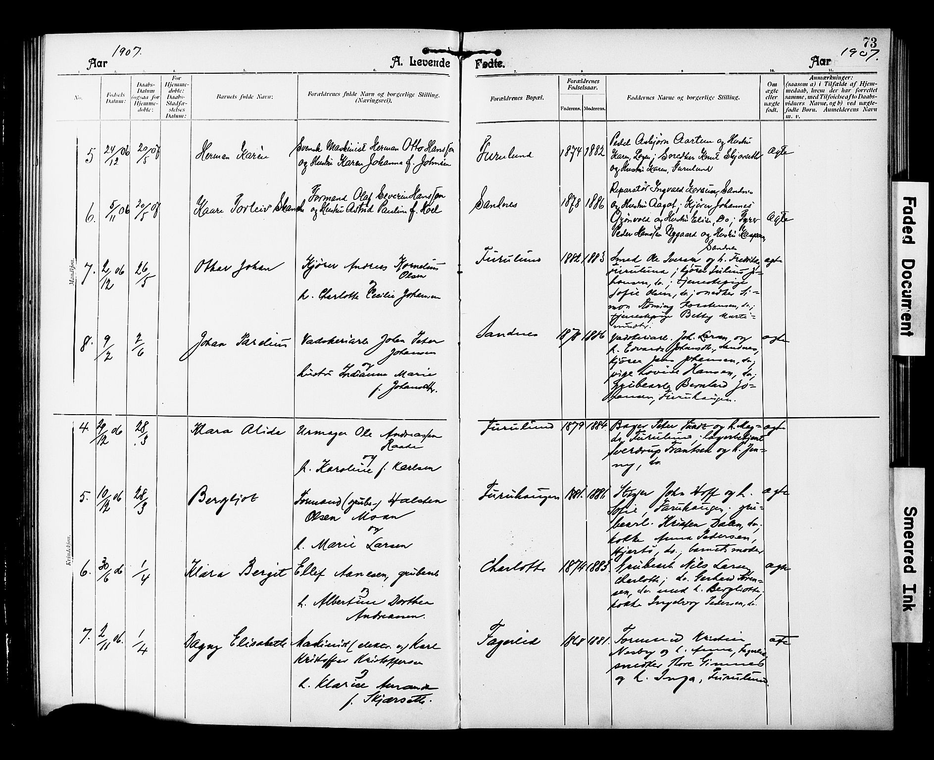 Ministerialprotokoller, klokkerbøker og fødselsregistre - Nordland, AV/SAT-A-1459/850/L0709: Ministerialbok nr. 850A01, 1899-1909, s. 73