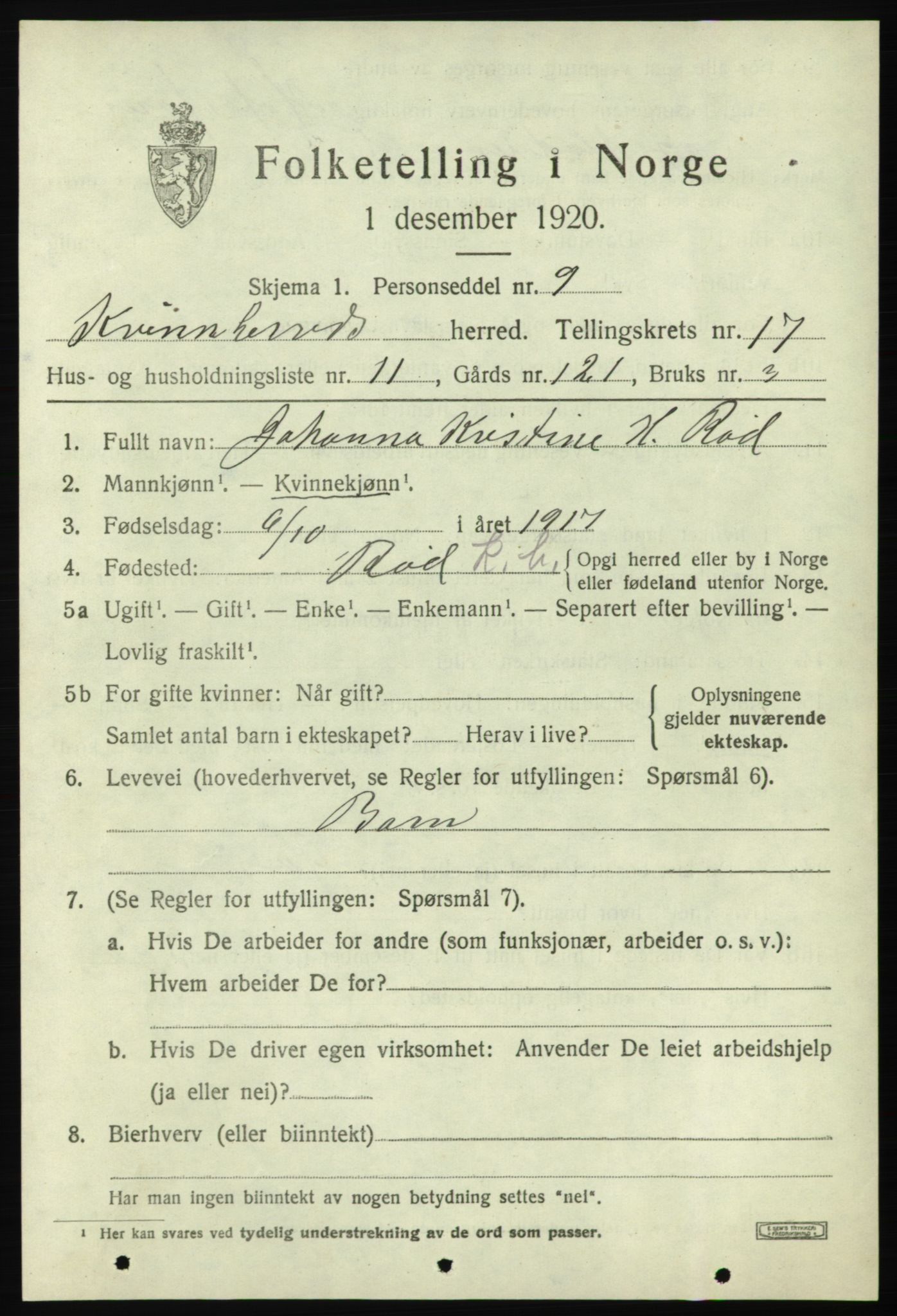 SAB, Folketelling 1920 for 1224 Kvinnherad herred, 1920, s. 10588