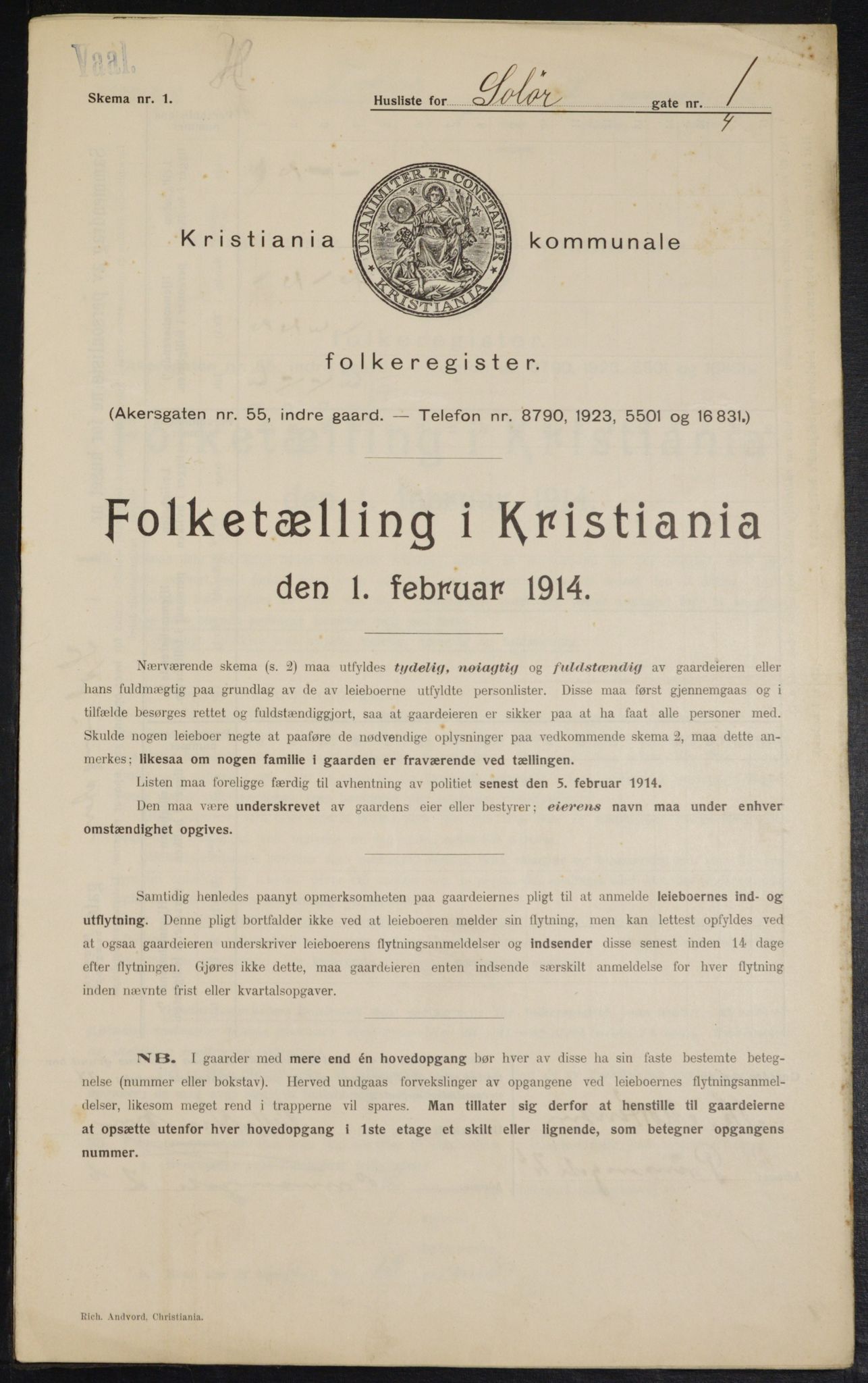 OBA, Kommunal folketelling 1.2.1914 for Kristiania, 1914, s. 99557