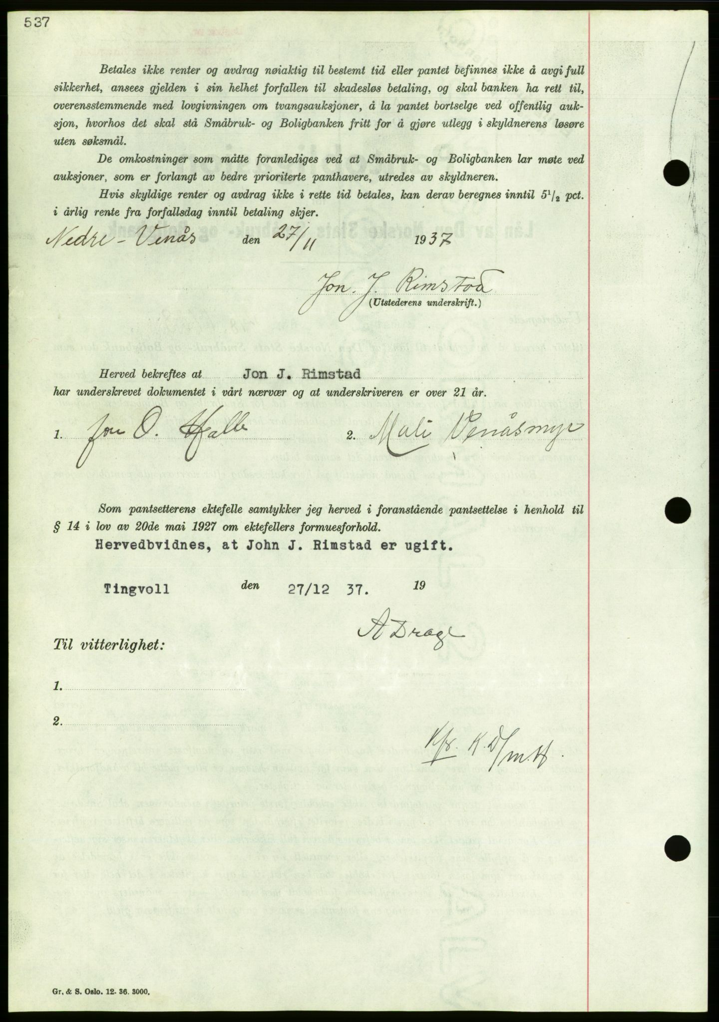 Nordmøre sorenskriveri, AV/SAT-A-4132/1/2/2Ca/L0092: Pantebok nr. B82, 1937-1938, Dagboknr: 23/1938