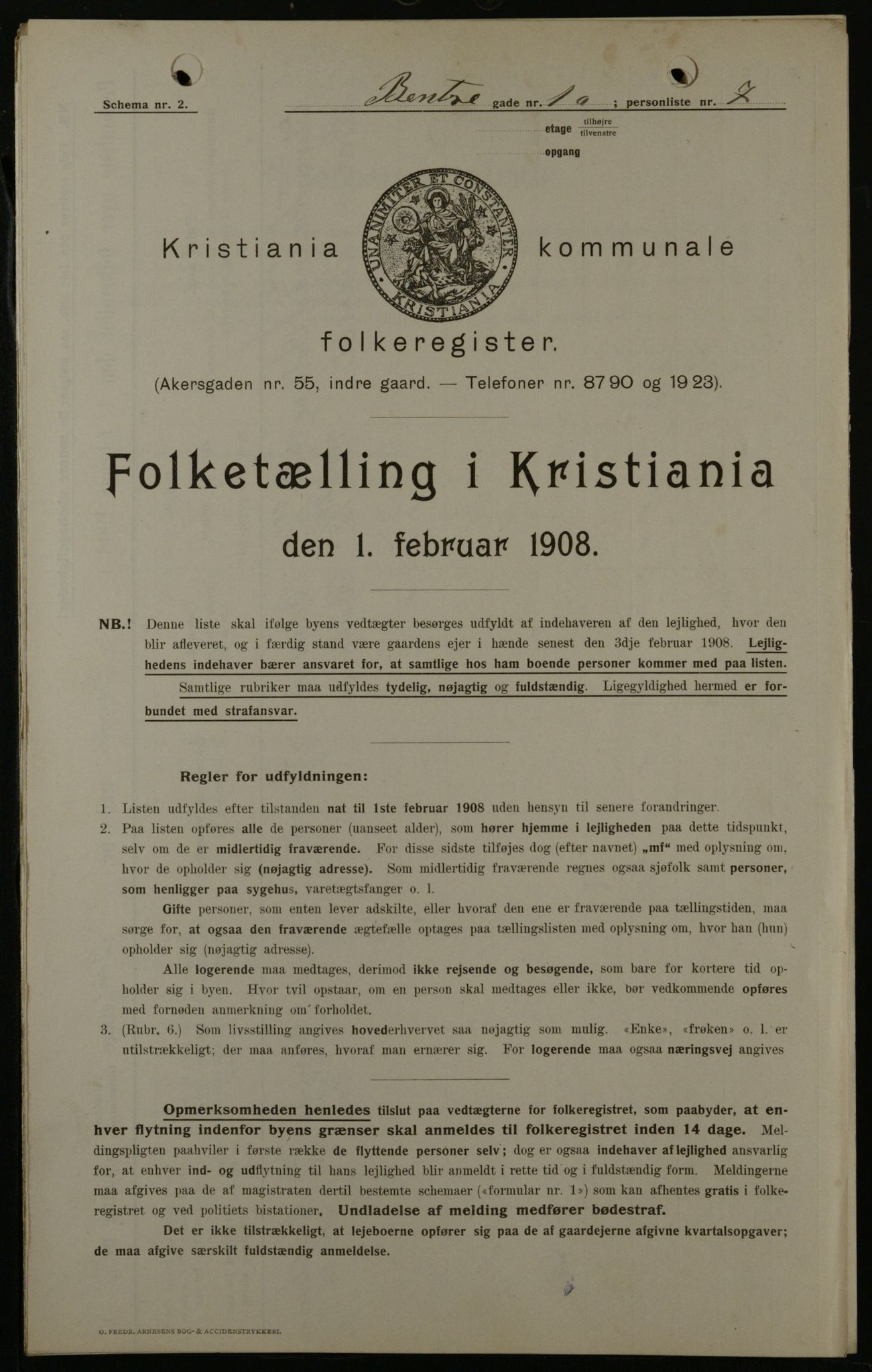 OBA, Kommunal folketelling 1.2.1908 for Kristiania kjøpstad, 1908, s. 3574