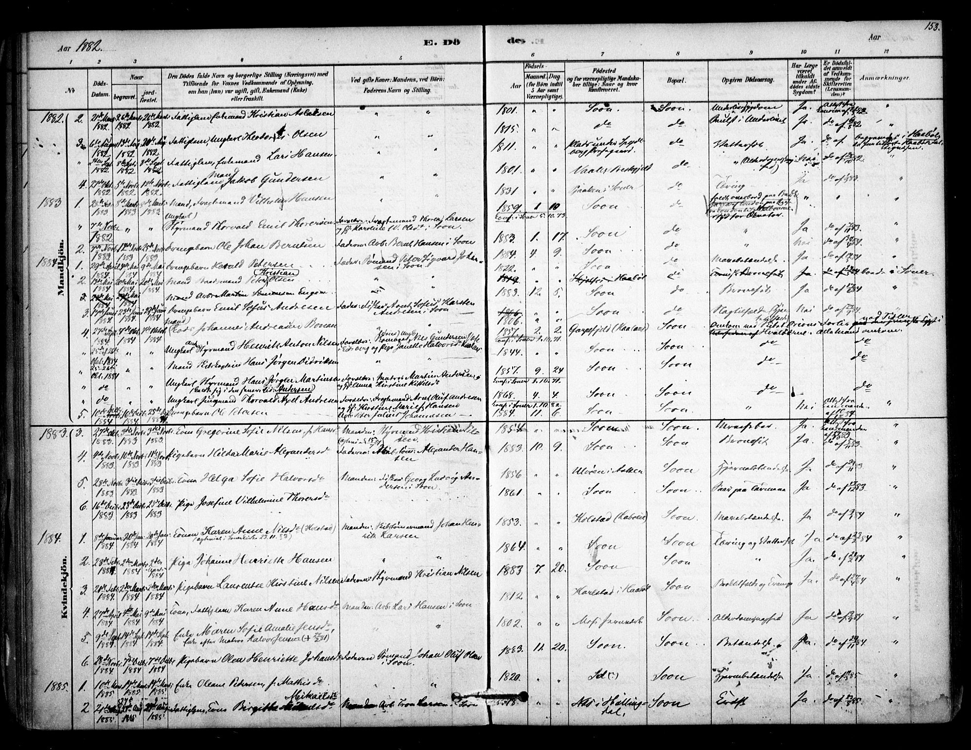 Vestby prestekontor Kirkebøker, AV/SAO-A-10893/F/Fc/L0001: Ministerialbok nr. III 1, 1878-1906, s. 153