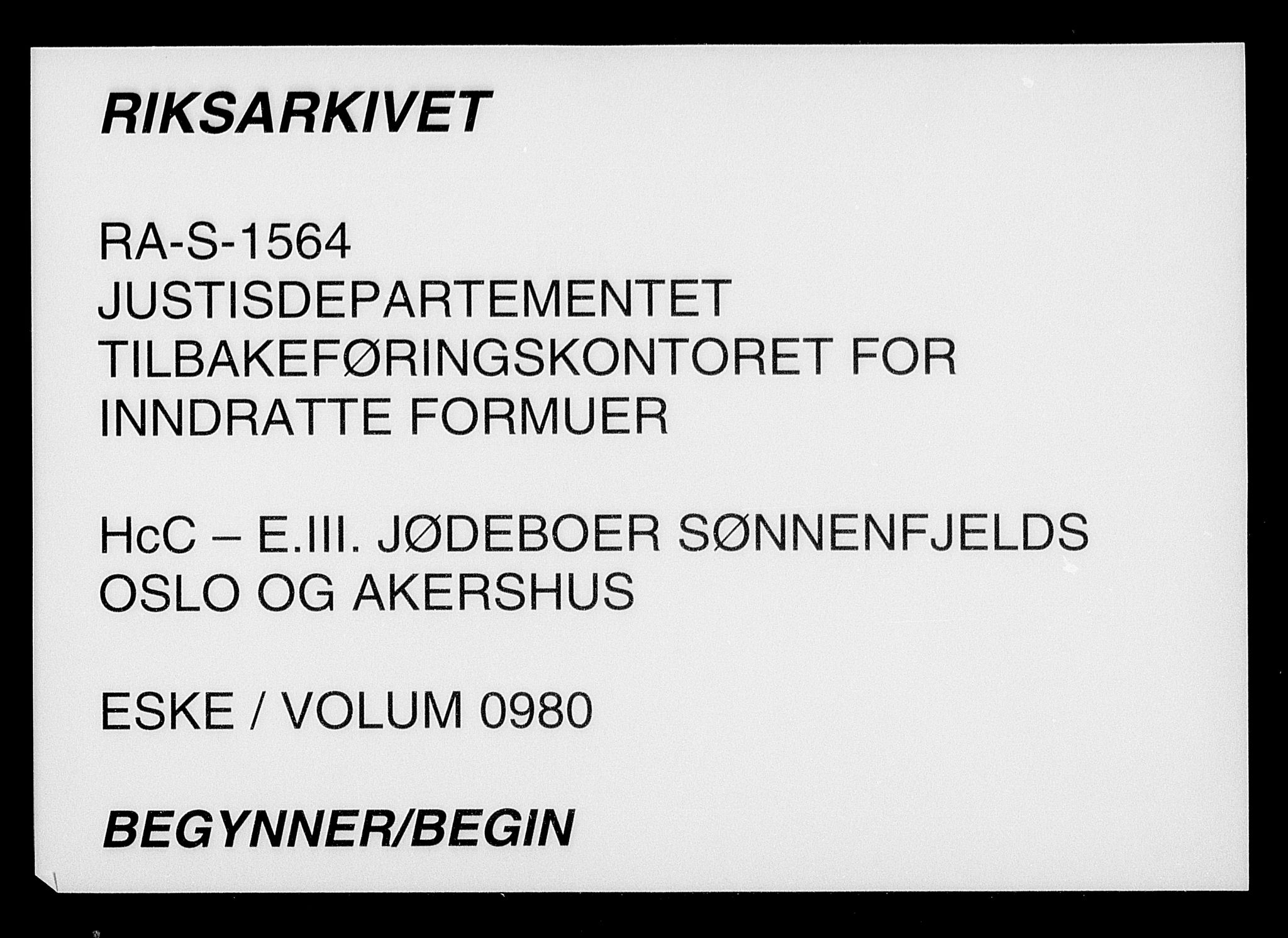 Justisdepartementet, Tilbakeføringskontoret for inndratte formuer, AV/RA-S-1564/H/Hc/Hcc/L0980: --, 1945-1947, s. 1