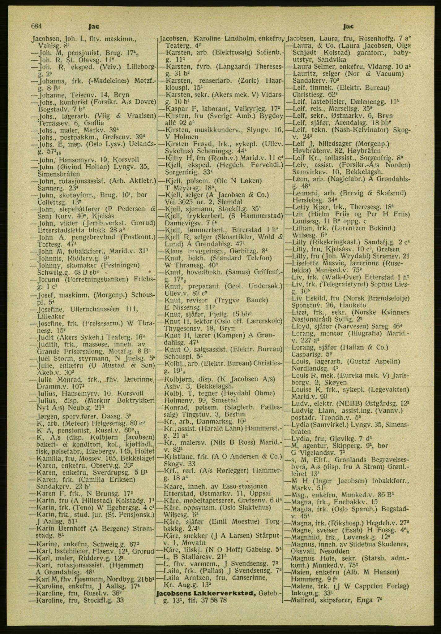 Kristiania/Oslo adressebok, PUBL/-, 1952, s. 684