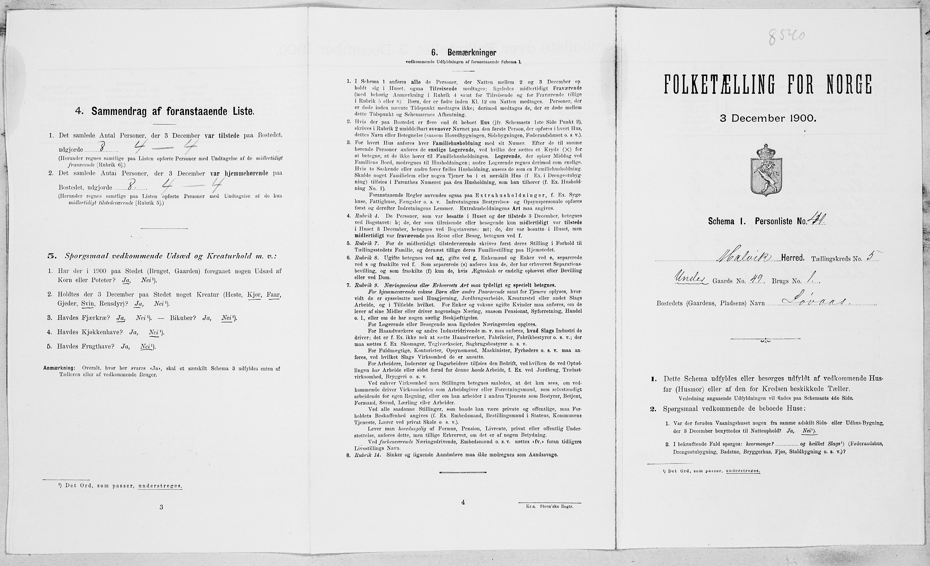 , Folketelling 1900 for 1663 Malvik herred, 1900, s. 461