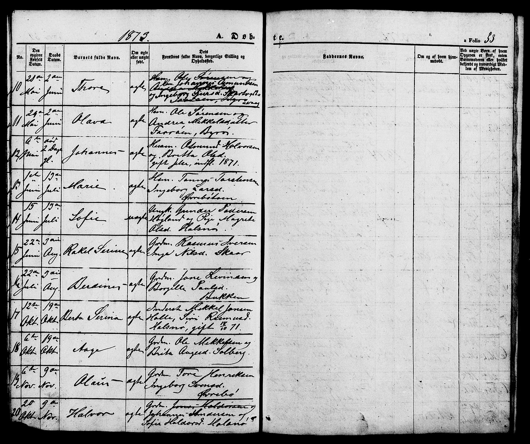 Hjelmeland sokneprestkontor, SAST/A-101843/01/V/L0005: Klokkerbok nr. B 5, 1853-1892, s. 53