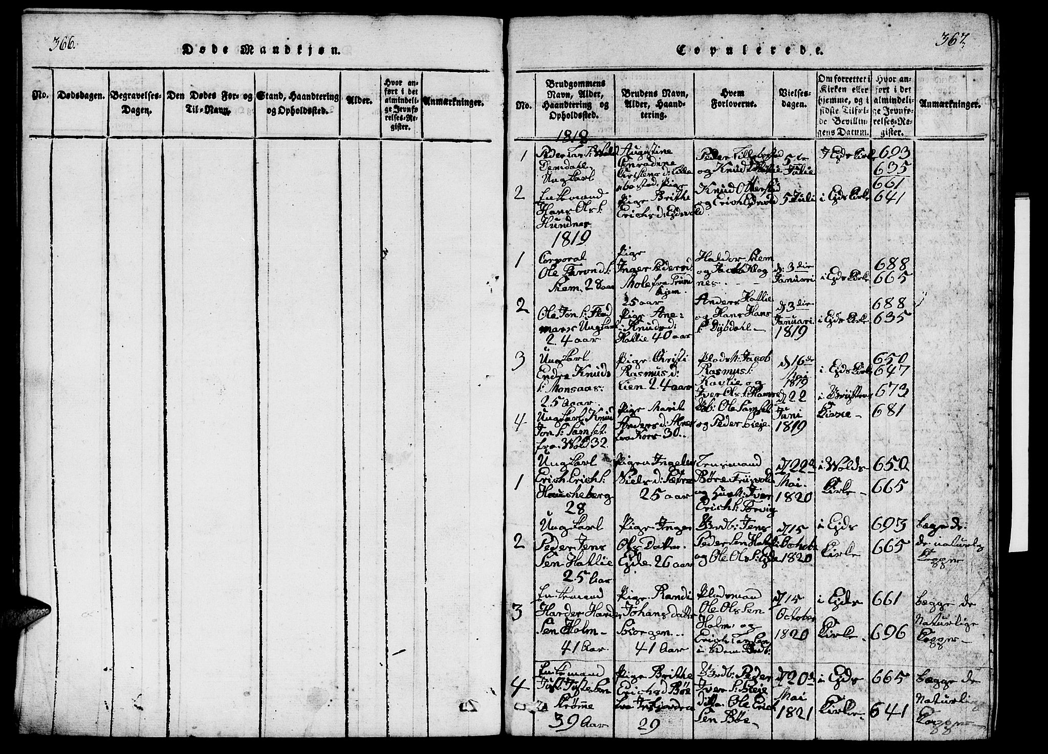 Ministerialprotokoller, klokkerbøker og fødselsregistre - Møre og Romsdal, SAT/A-1454/542/L0558: Klokkerbok nr. 542C01, 1818-1836, s. 366-367