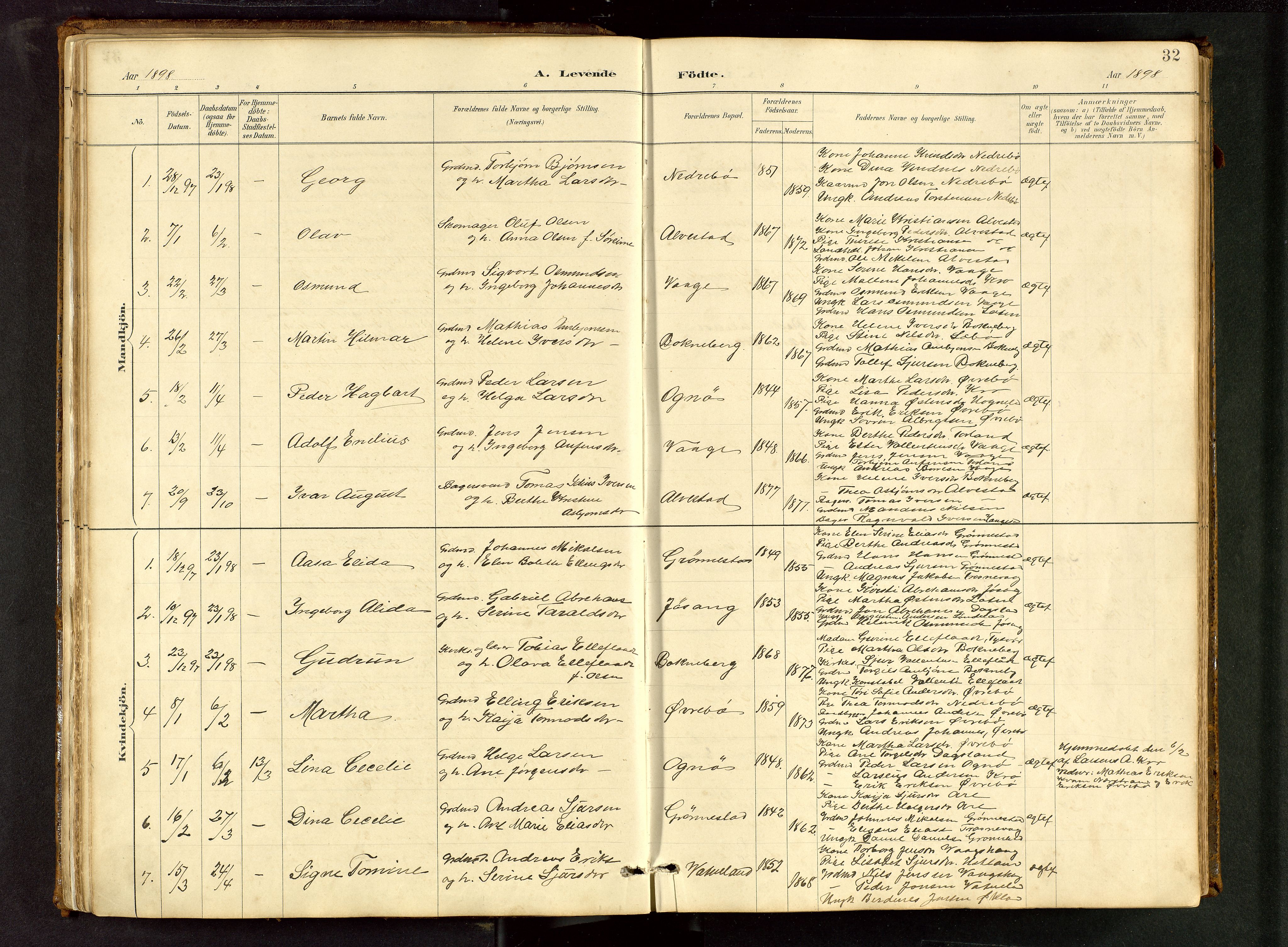 Tysvær sokneprestkontor, SAST/A -101864/H/Ha/Hab/L0005: Klokkerbok nr. B 5, 1887-1947, s. 32