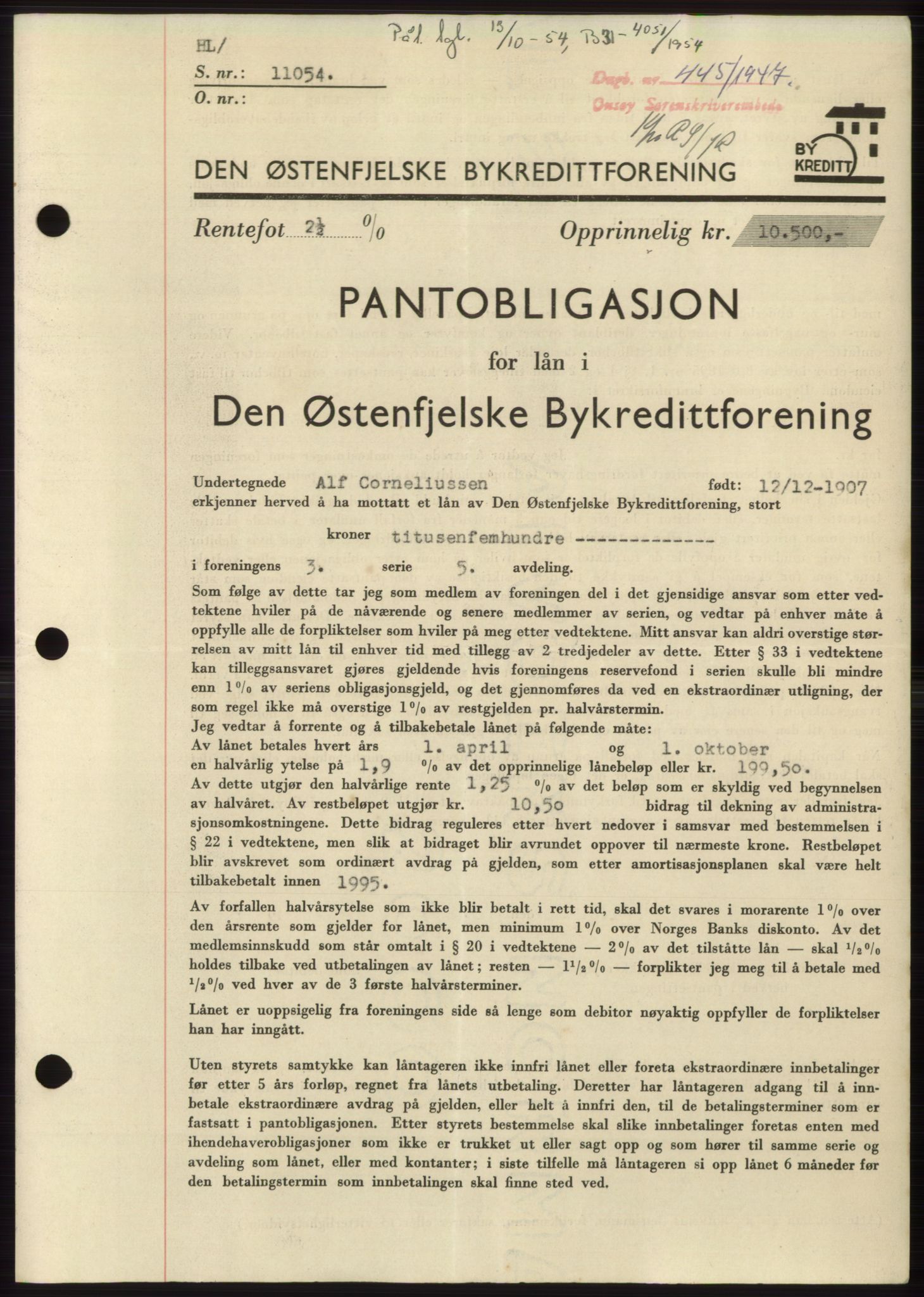 Onsøy sorenskriveri, SAO/A-10474/G/Ga/Gac/L0005: Pantebok nr. B 9-5, 1946-1947, Dagboknr: 445/1947