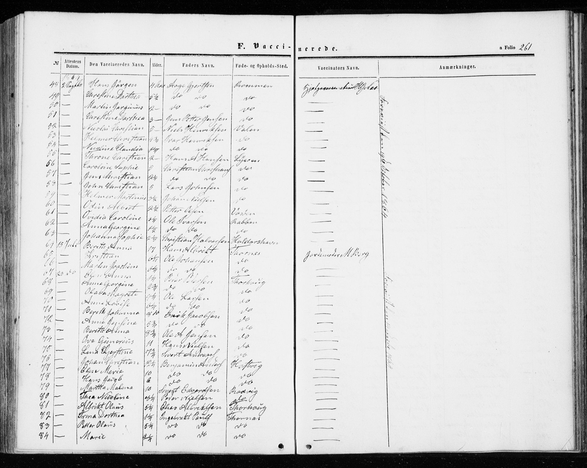 Ministerialprotokoller, klokkerbøker og fødselsregistre - Sør-Trøndelag, SAT/A-1456/655/L0678: Ministerialbok nr. 655A07, 1861-1873, s. 261