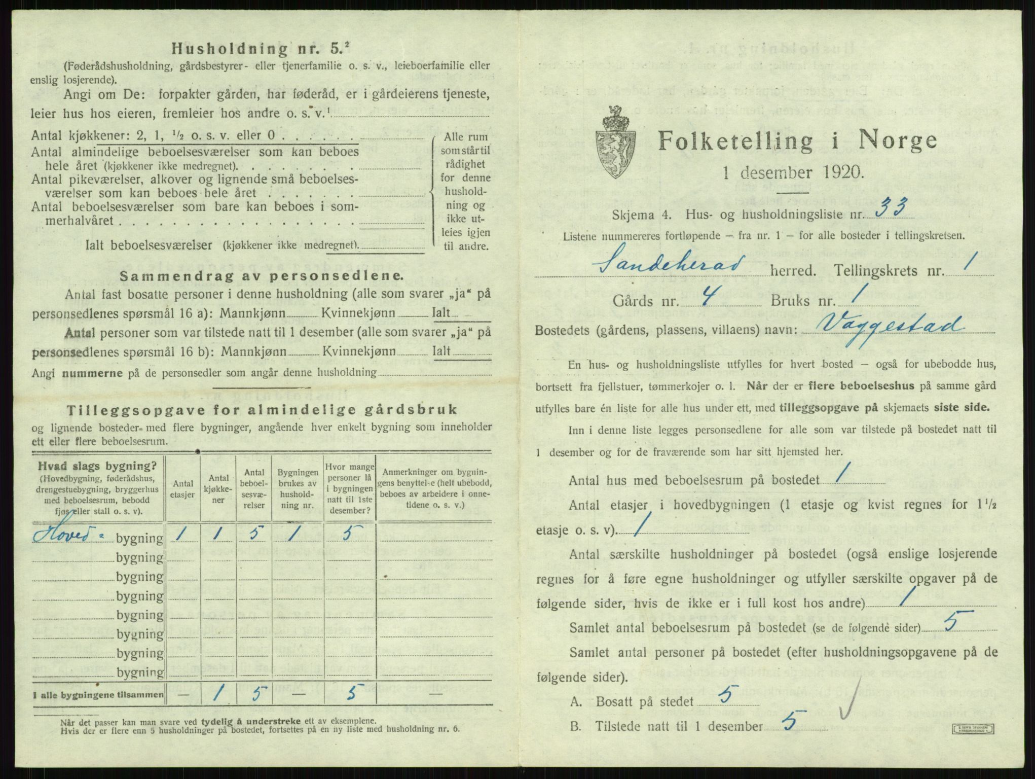 SAKO, Folketelling 1920 for 0724 Sandeherred herred, 1920, s. 143