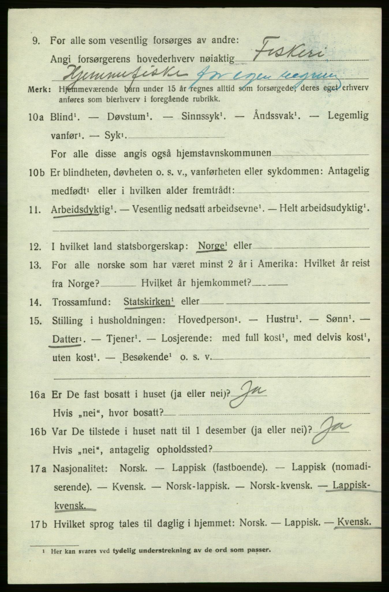 SATØ, Folketelling 1920 for 2017 Kvalsund herred, 1920, s. 2101