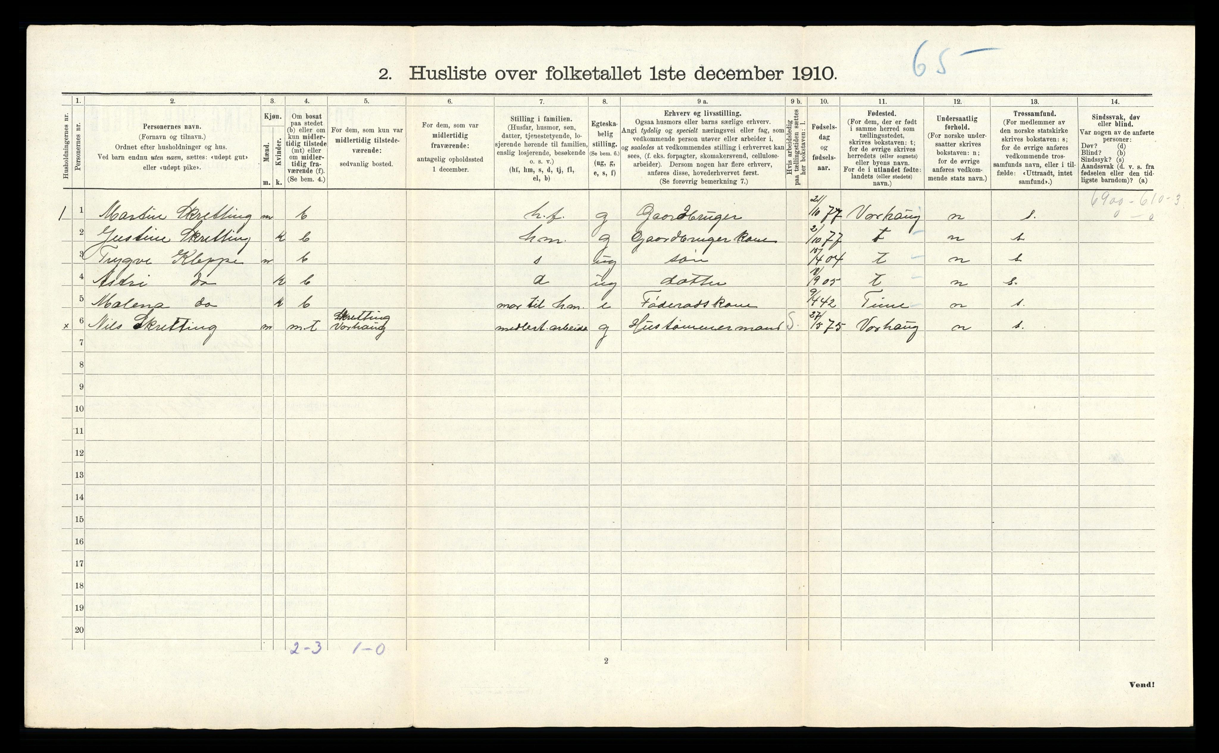 RA, Folketelling 1910 for 1120 Klepp herred, 1910, s. 44