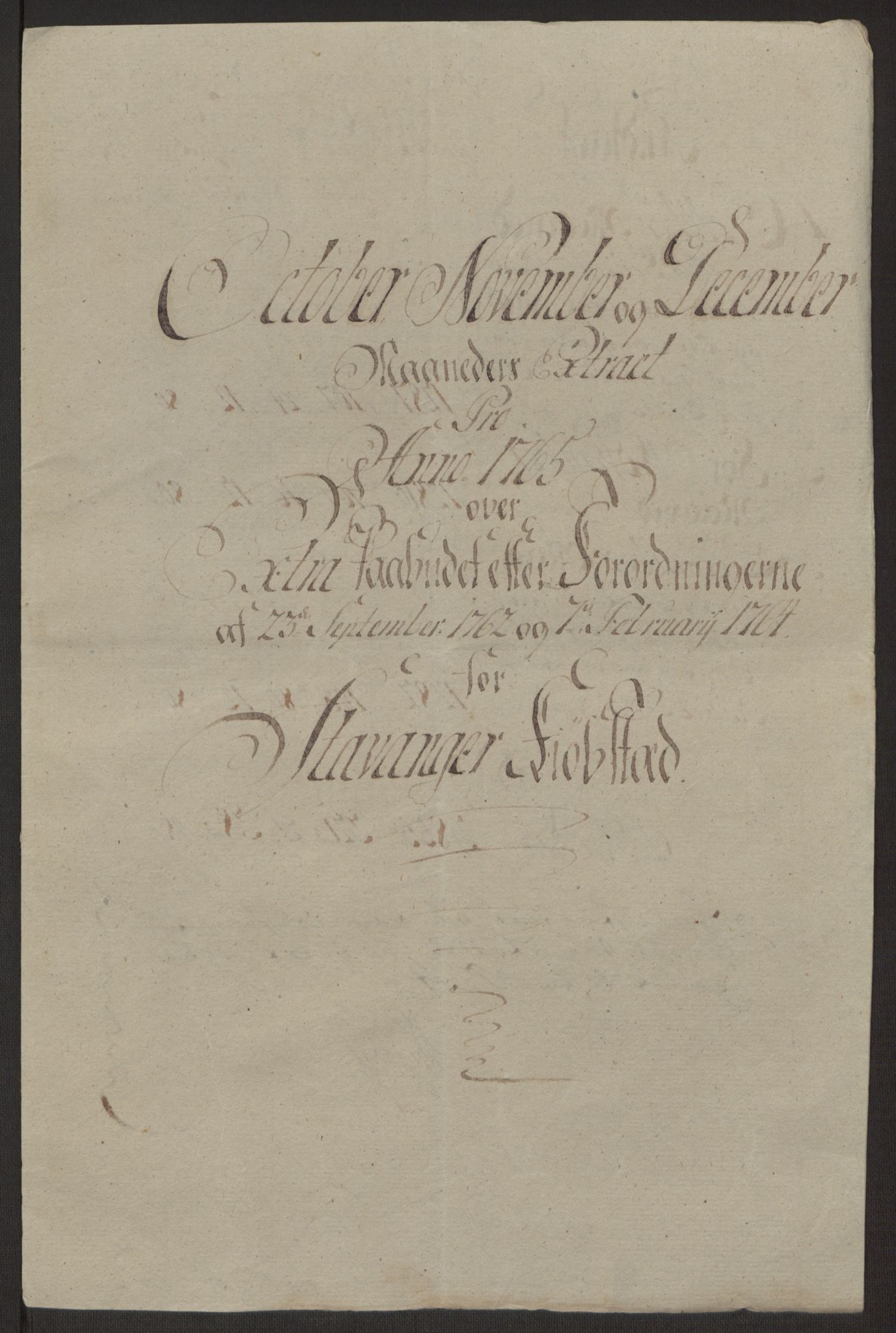 Rentekammeret inntil 1814, Reviderte regnskaper, Byregnskaper, RA/EA-4066/R/Ro/L0305/0001: [O6] Kontribusjonsregnskap / Ekstraskatt, 1762-1768, s. 124