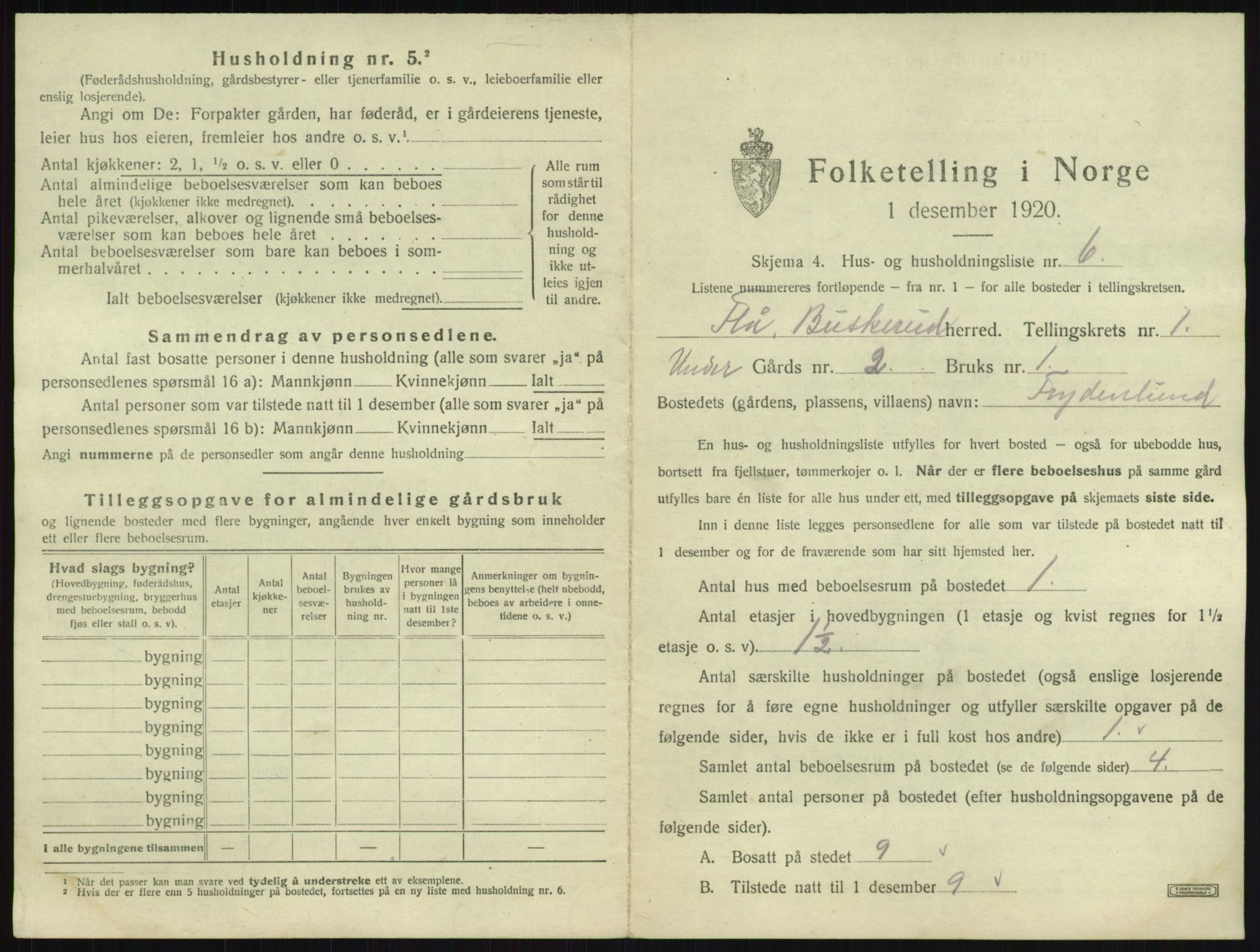 SAKO, Folketelling 1920 for 0615 Flå herred, 1920, s. 40