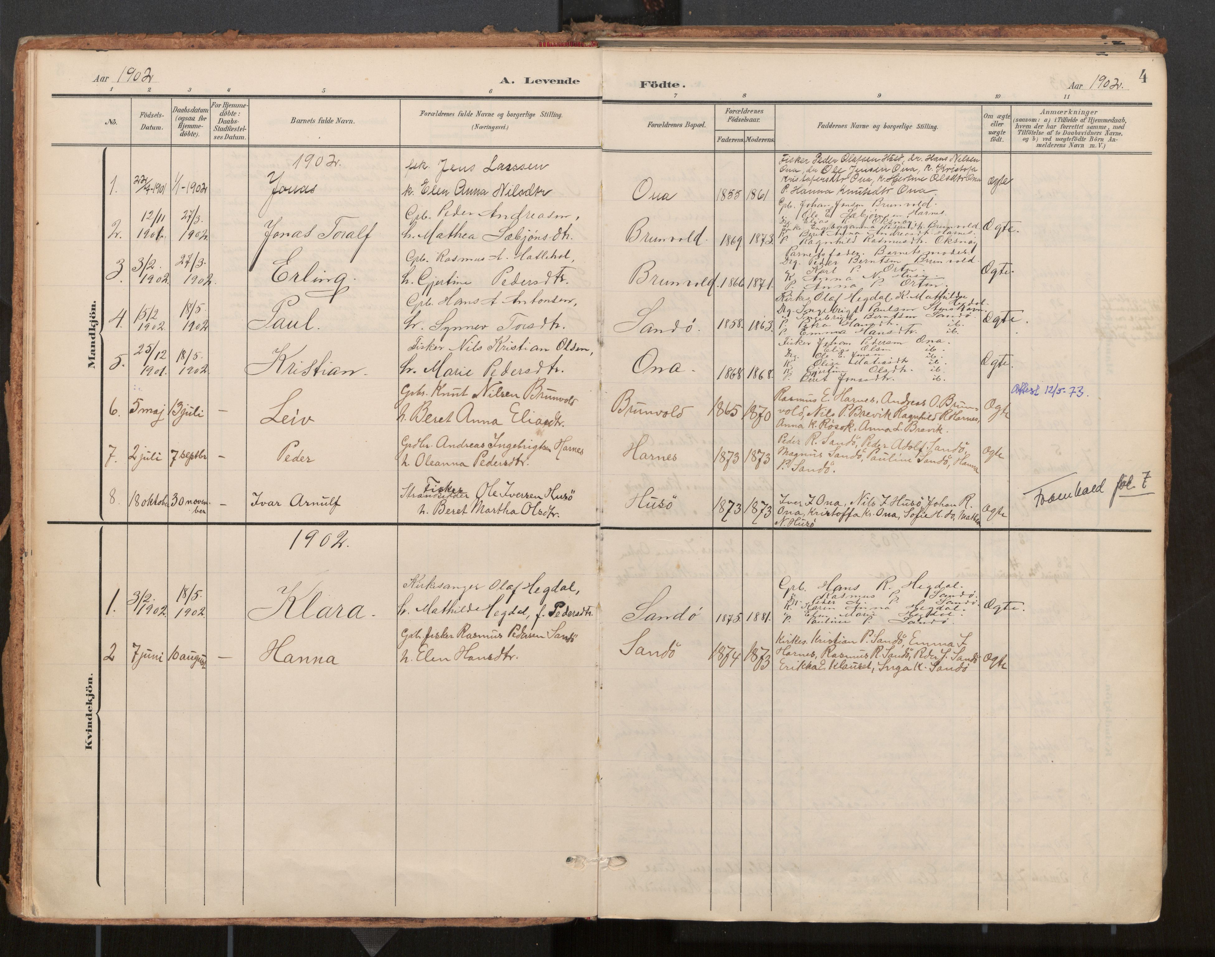 Ministerialprotokoller, klokkerbøker og fødselsregistre - Møre og Romsdal, AV/SAT-A-1454/561/L0730: Ministerialbok nr. 561A04, 1901-1929, s. 4