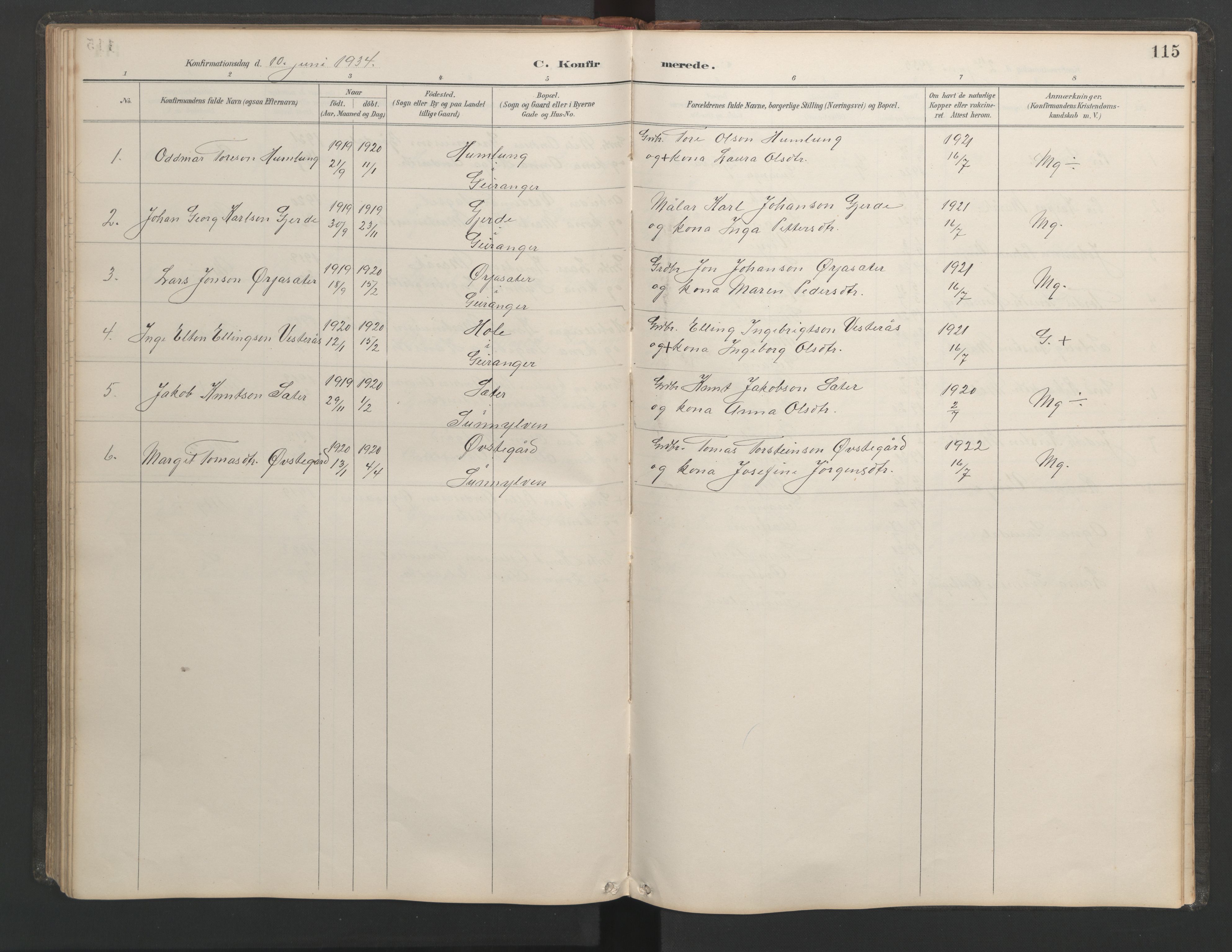 Ministerialprotokoller, klokkerbøker og fødselsregistre - Møre og Romsdal, SAT/A-1454/518/L0236: Klokkerbok nr. 518C03, 1889-1960, s. 115