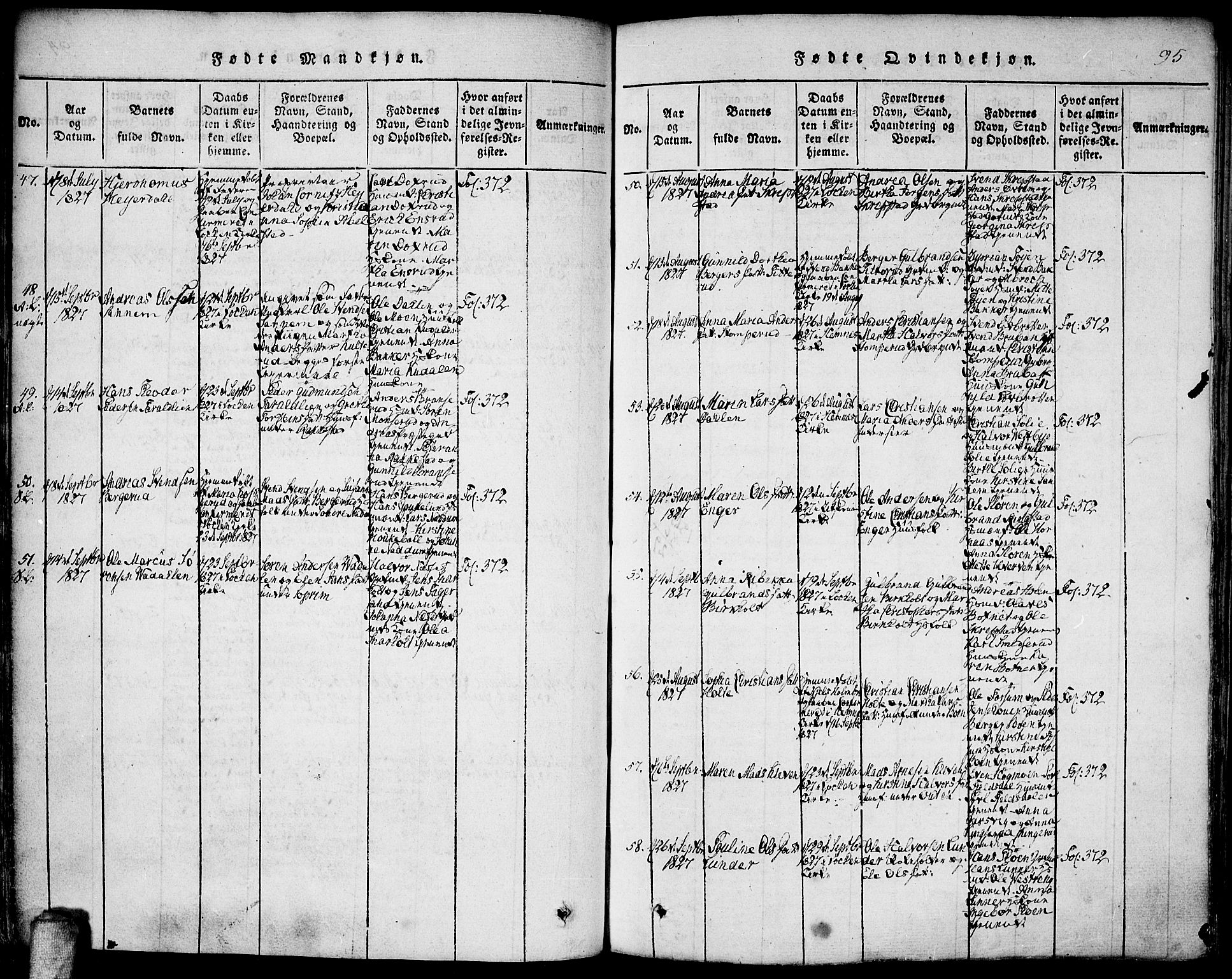 Høland prestekontor Kirkebøker, SAO/A-10346a/F/Fa/L0007: Ministerialbok nr. I 7, 1814-1827, s. 95