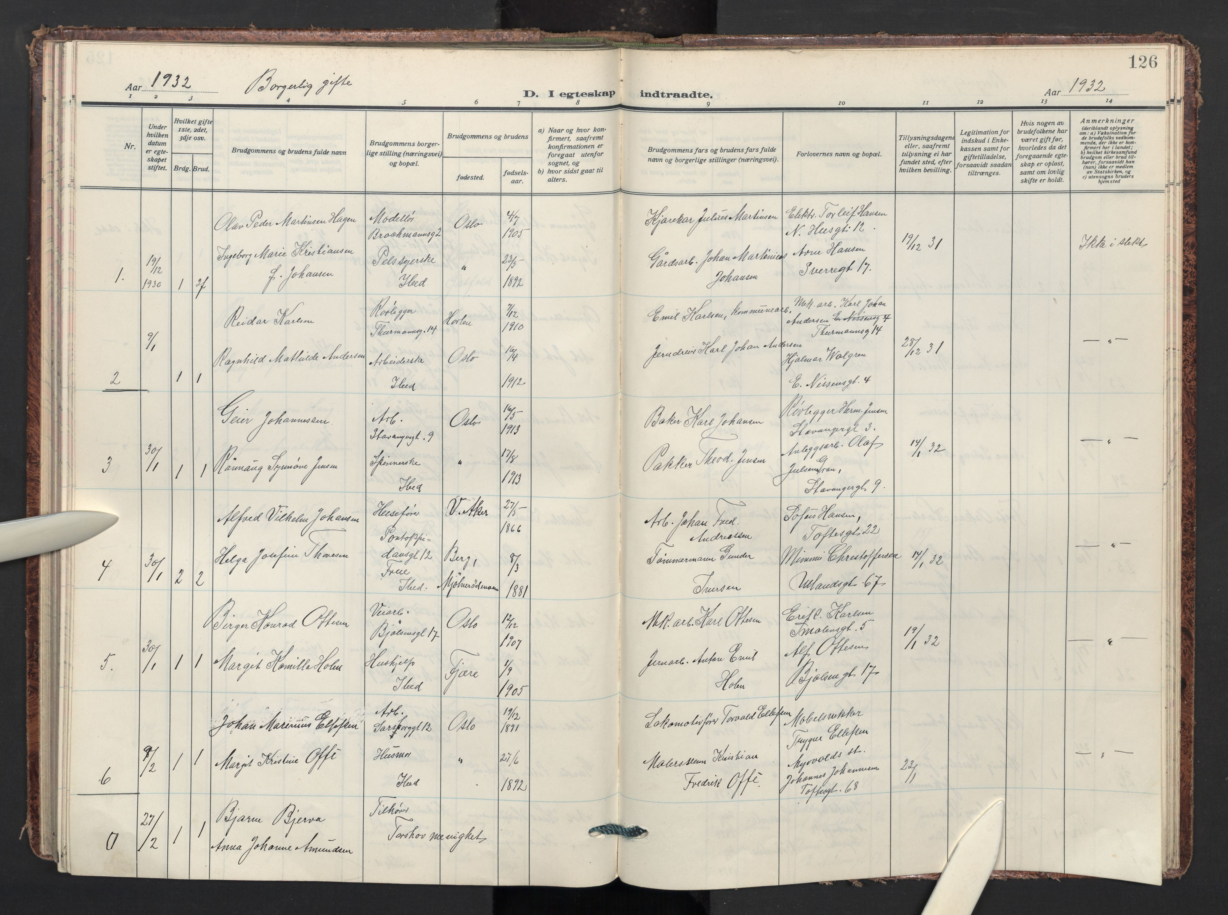 Sagene prestekontor Kirkebøker, AV/SAO-A-10796/F/L0016: Ministerialbok nr. 16, 1929-1935, s. 126