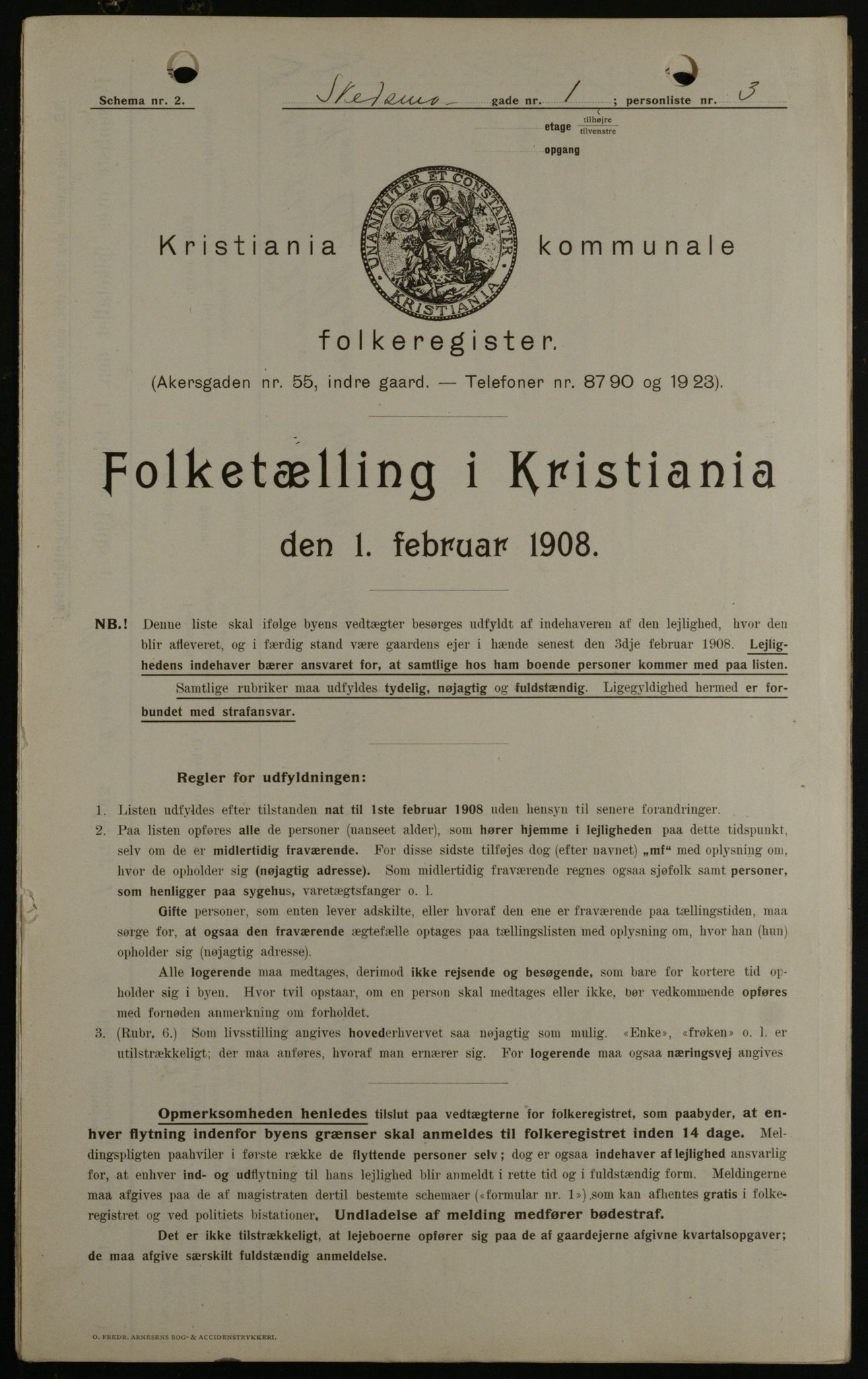 OBA, Kommunal folketelling 1.2.1908 for Kristiania kjøpstad, 1908, s. 85753