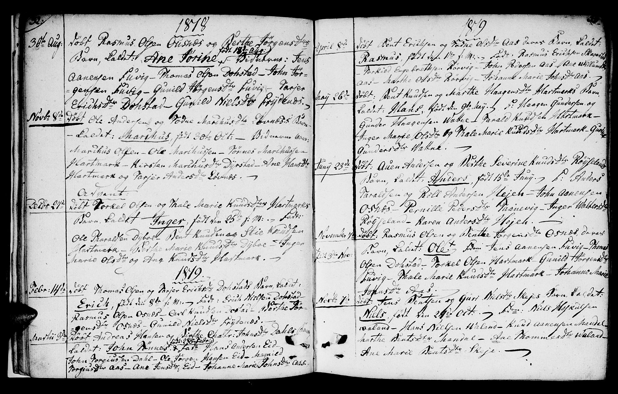Mandal sokneprestkontor, AV/SAK-1111-0030/F/Fb/Fbb/L0001: Klokkerbok nr. B 1, 1802-1846, s. 32-33