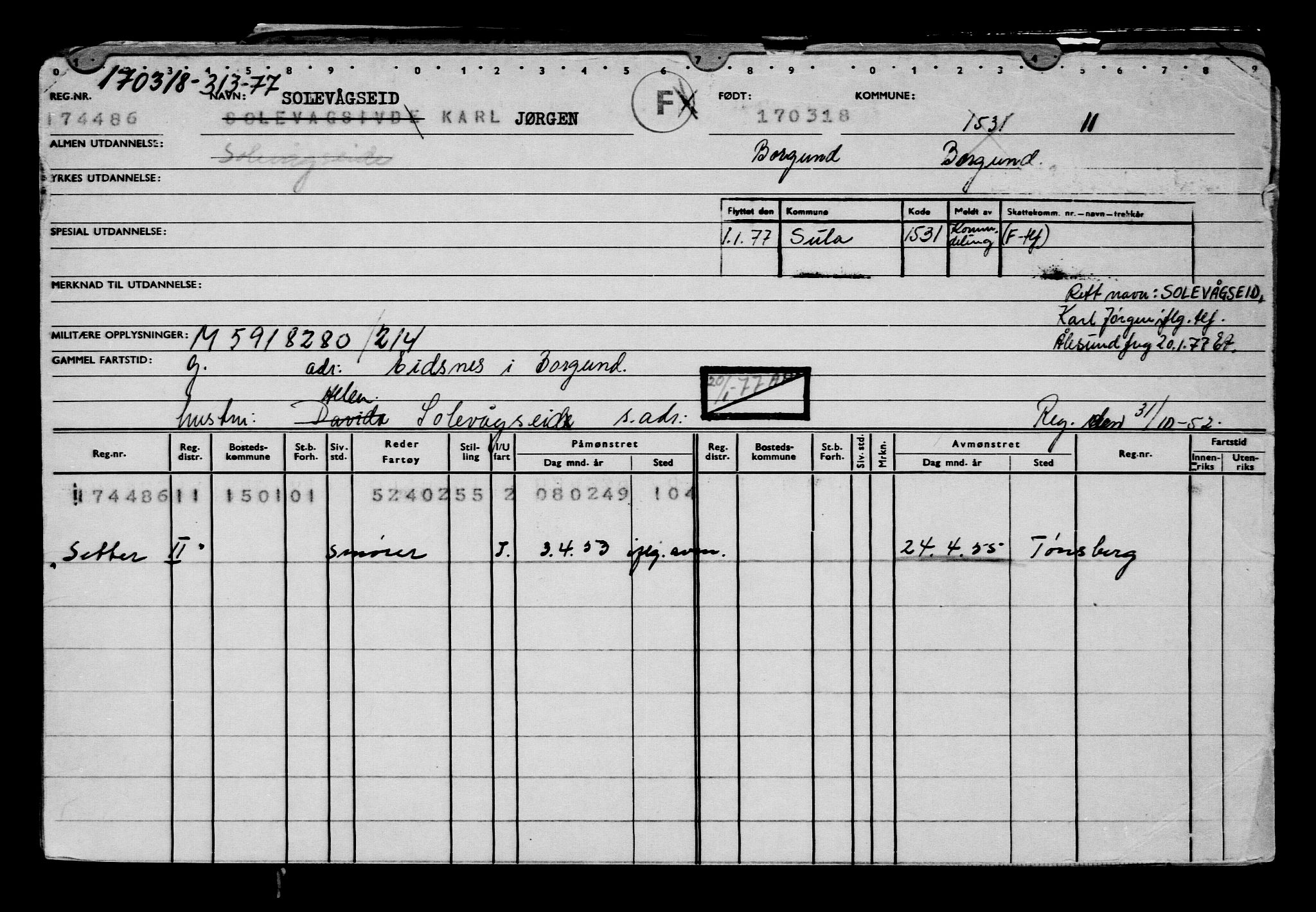 Direktoratet for sjømenn, AV/RA-S-3545/G/Gb/L0156: Hovedkort, 1918, s. 396