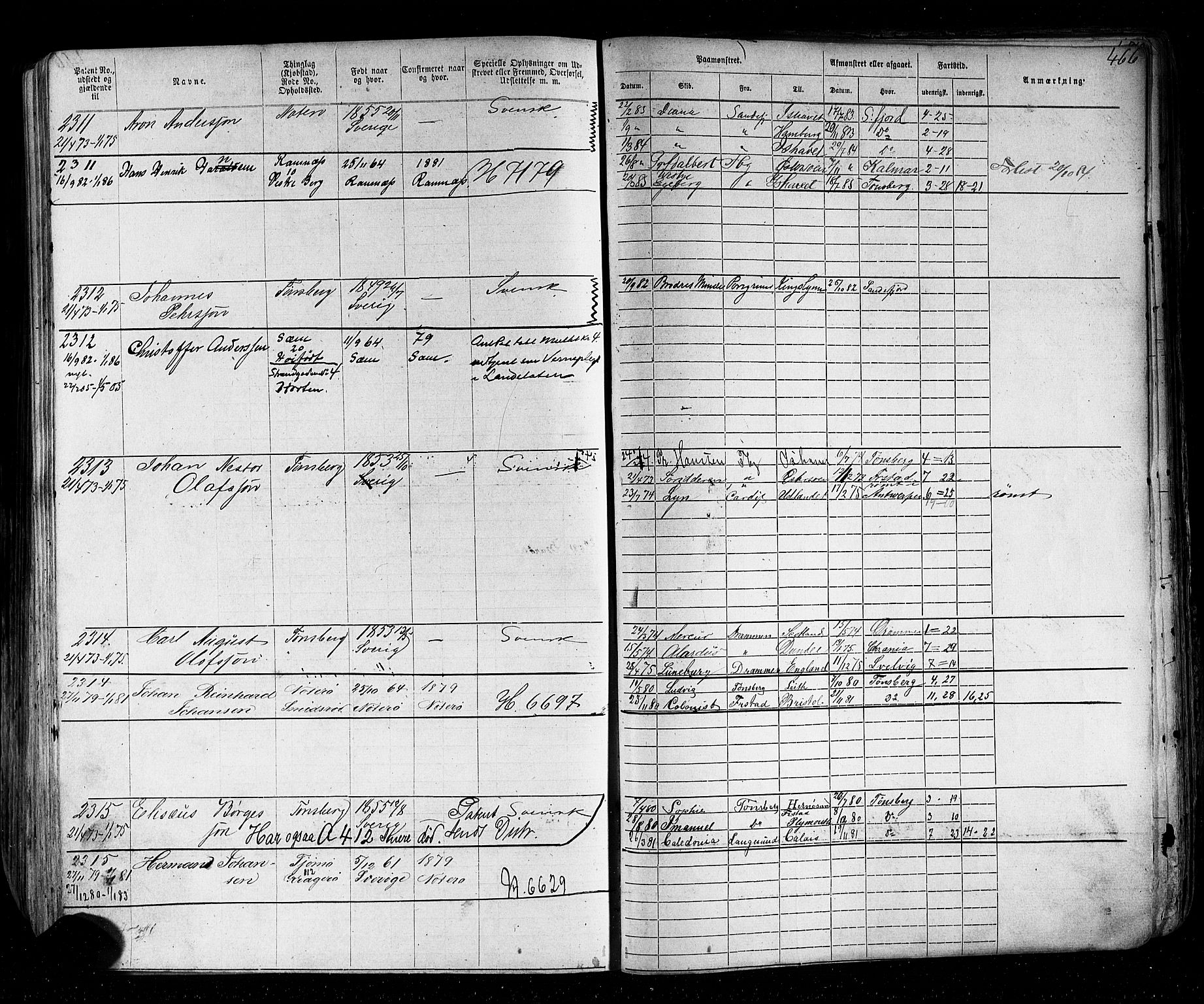 Tønsberg innrulleringskontor, SAKO/A-786/F/Fb/L0002: Annotasjonsrulle Patent nr. 1-2635, 1869-1877, s. 509