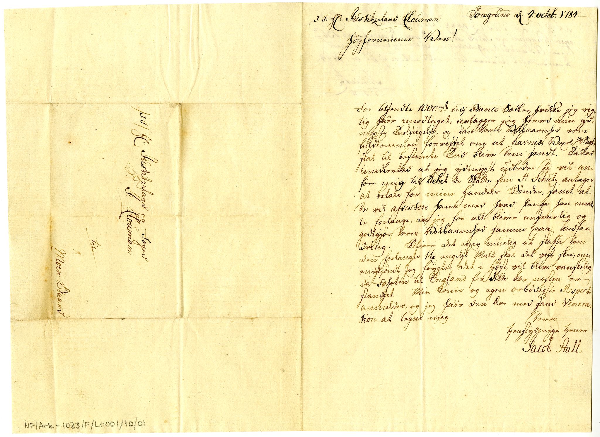 Diderik Maria Aalls brevsamling, NF/Ark-1023/F/L0001: D.M. Aalls brevsamling. A - B, 1738-1889, s. 71