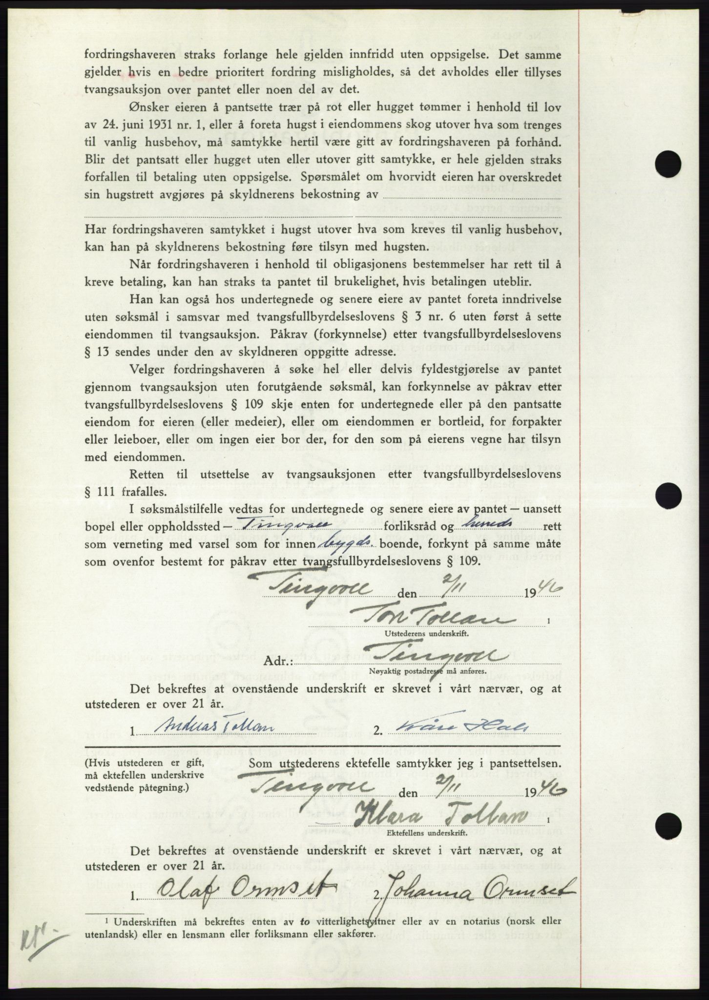 Nordmøre sorenskriveri, AV/SAT-A-4132/1/2/2Ca: Pantebok nr. B95, 1946-1947, Dagboknr: 2414/1946