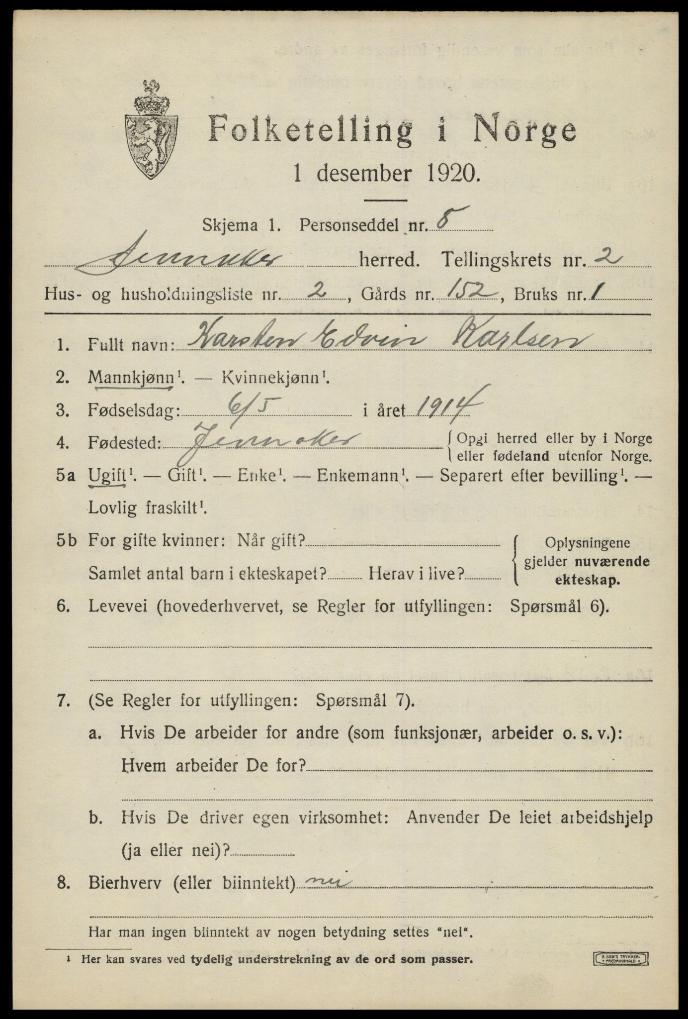 SAH, Folketelling 1920 for 0532 Jevnaker herred, 1920, s. 1421